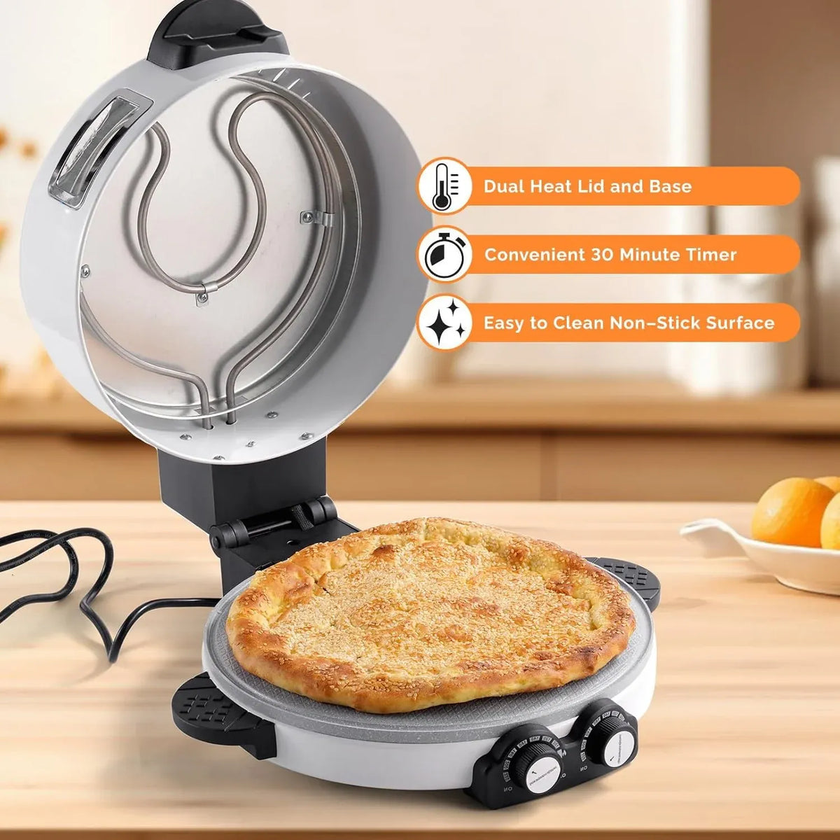 12 Electric Pizza Oven-Countertop Pizza Maker with Timer &Temperatures Control, Perfect for Pizzas/Pancake/Quesadillas/Cookies (12in)