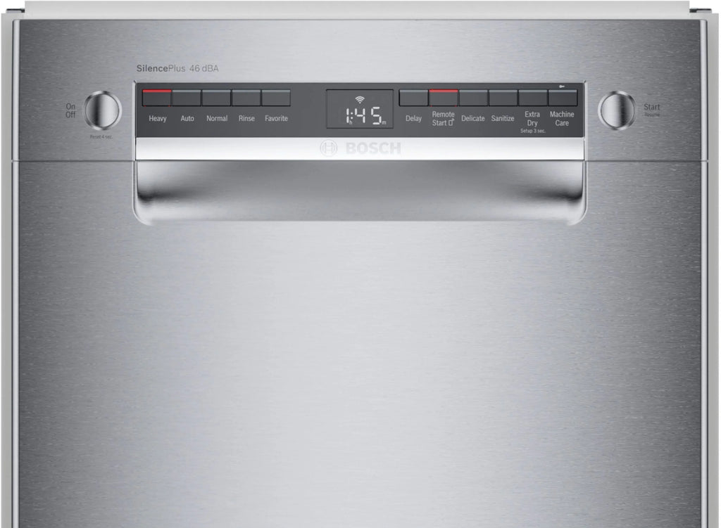 Bosch - 300 Series 18 Front Control Smart Built-In Dishwasher with 3rd Rack and 46 dBA - Silver