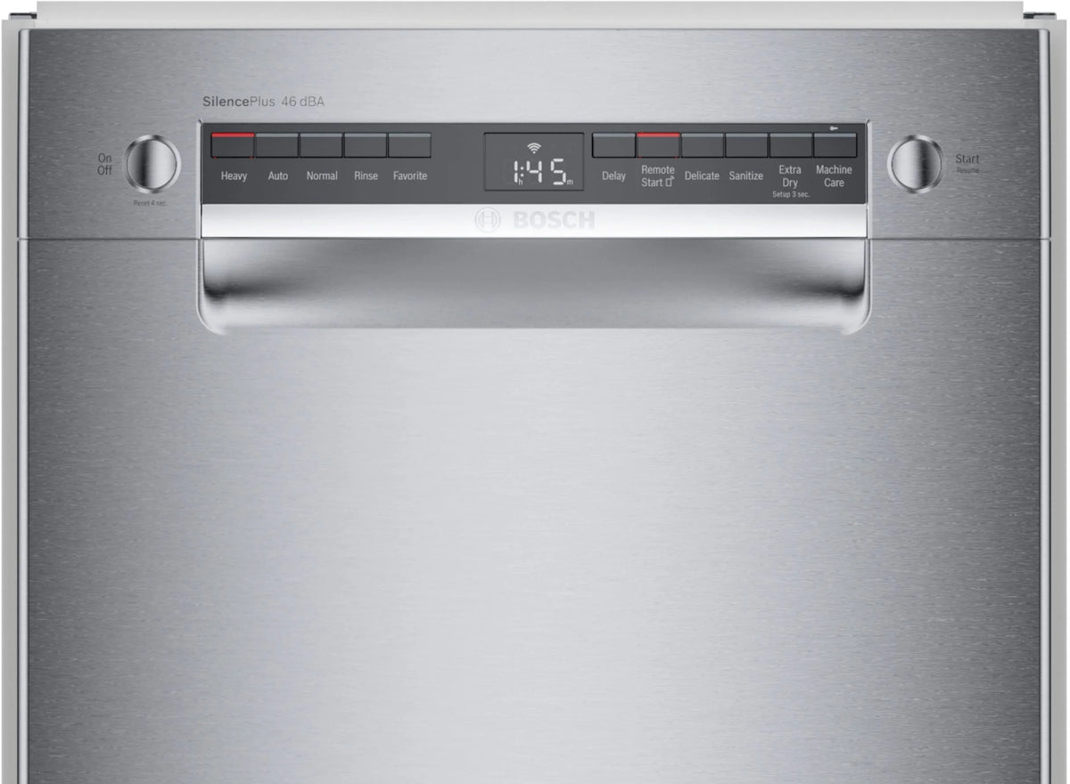 Bosch - 300 Series 18 Front Control Smart Built-In Dishwasher with 3rd Rack and 46 dBA - Silver