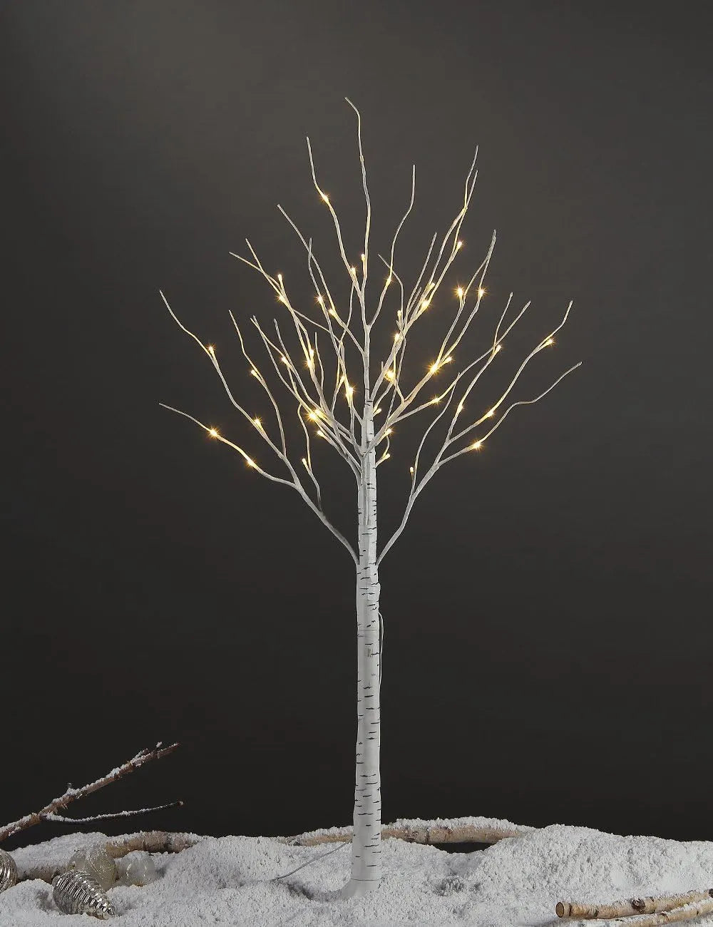 LED Birch Tree Light Set - 4ft, 6ft, 8ft Trees with Warm White Lights - Indoor Outdoor Christmas Wedding Party Decorations (3-Pack)