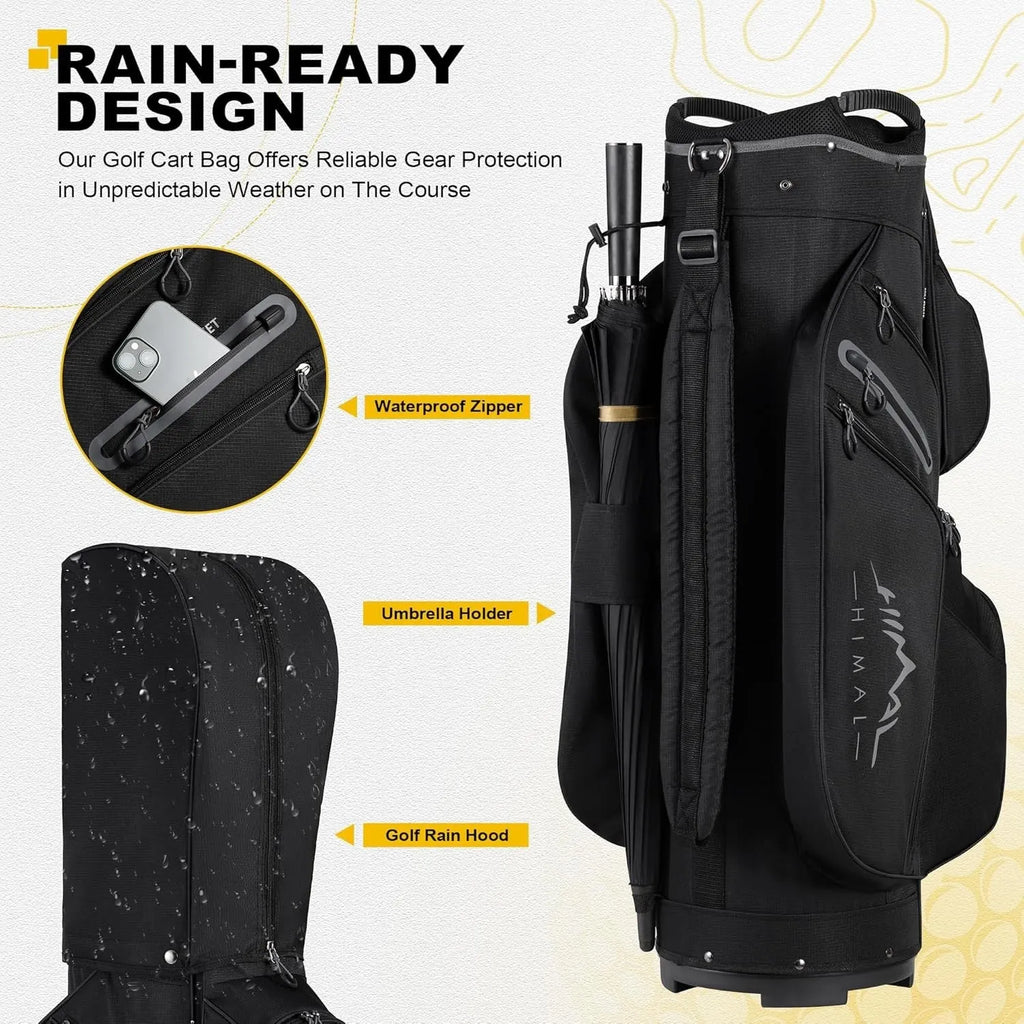 15 Way Golf Cart Bag with Handles and Rain Cover