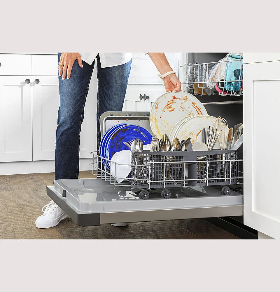 GE - Front Control Built-In Dishwasher with 55 dBA - Bisque