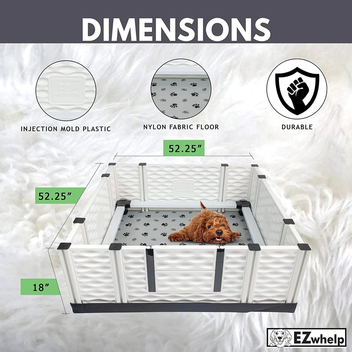 EZclassic 48 x48 Puppy Dog Whelping Box Playpen w/Rails & Liner, Gray(Open Box)