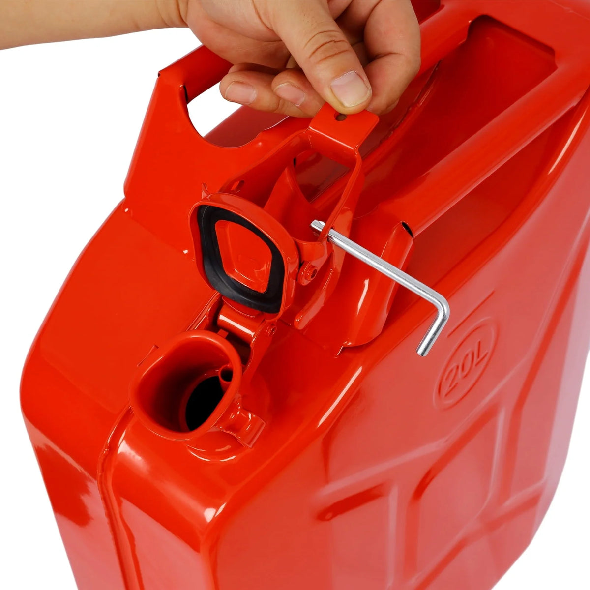 Imerelez 20 Liter 5 Gallon Gas Can Jerry Can with Flexible Spout, Portable Fuel Can Tank Steel Fuel Can, Fuels Gasoline Cars, Trucks, Equipment, 3PCs/set (Red)