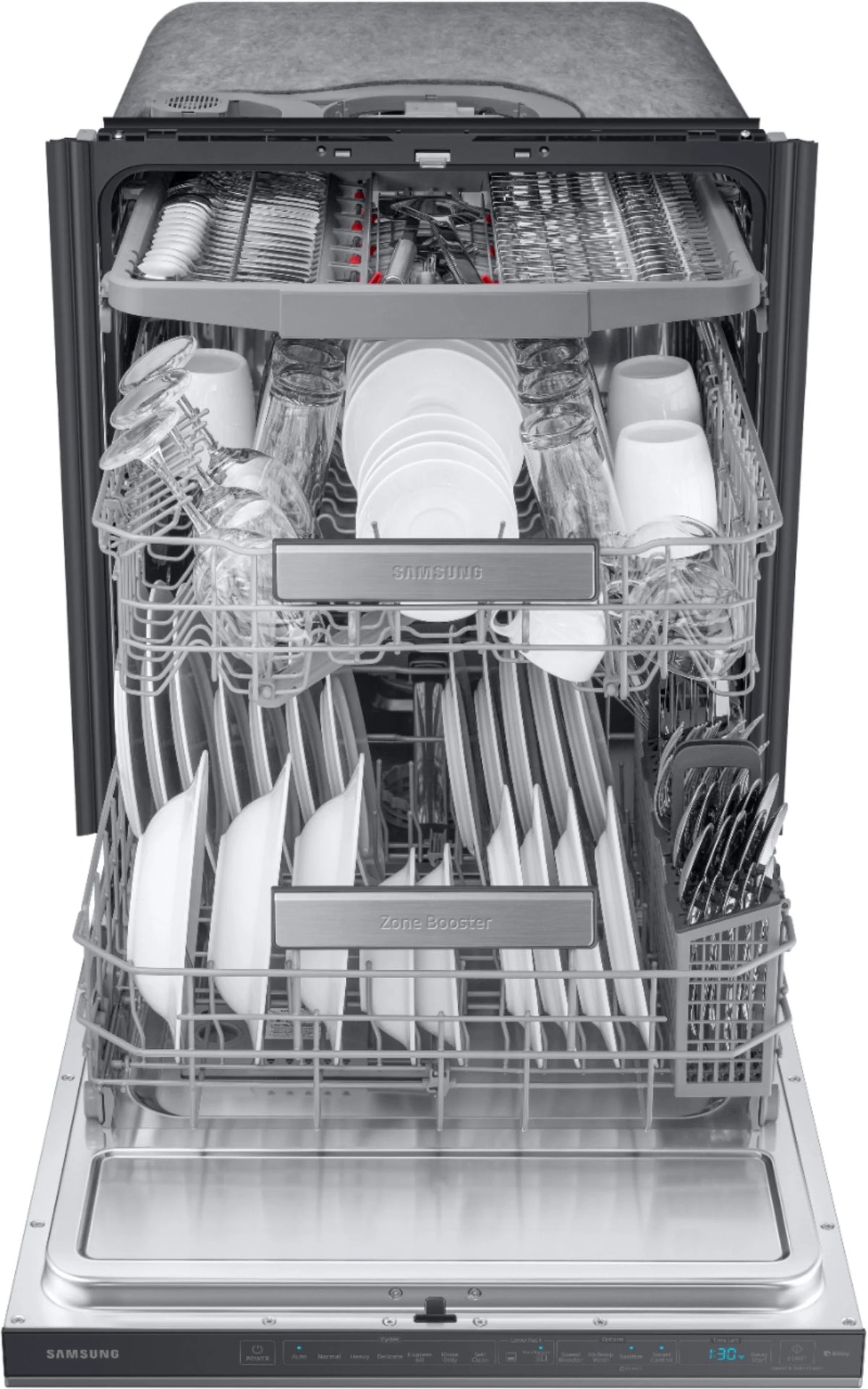 Samsung - Linear Wash 24 Top Control Built-In Dishwasher with AutoRelease Dry, 39 dBA - Black stainless steel