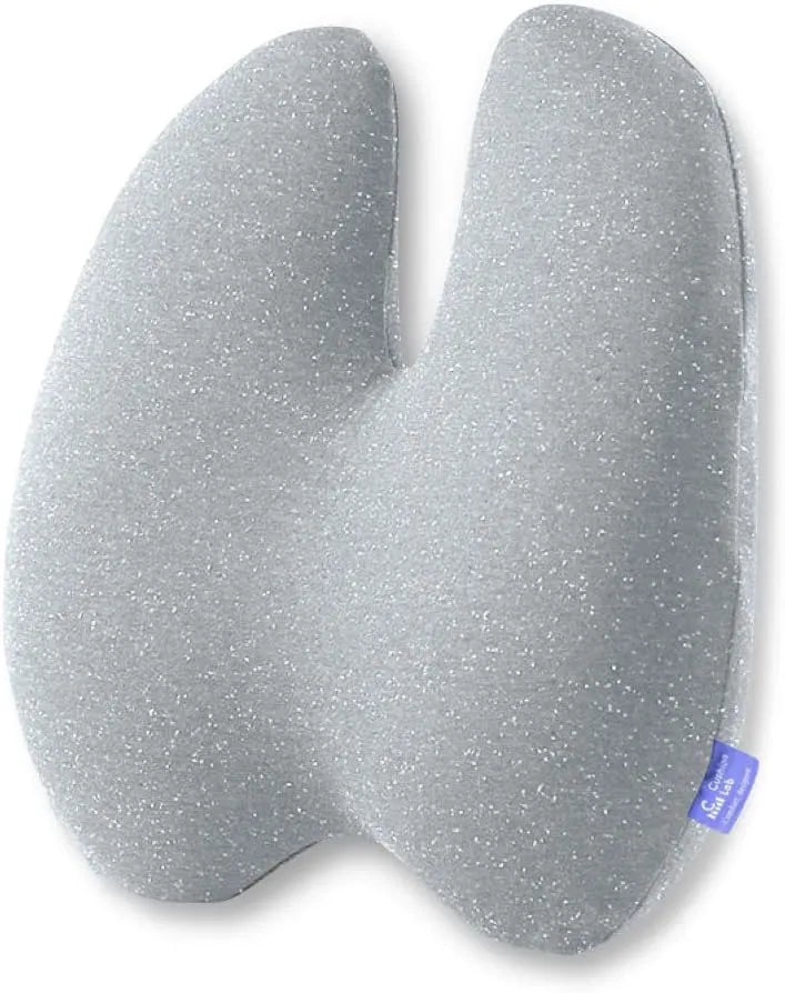 LAB Extra Dense Lumbar Pillow - Patented Ergonomic Multi-Region Firm Back Support for Lower Back Pain Relief - Lumbar Support Cushion with Strap for Office Chair, Car, Sofa, Plane - Grey