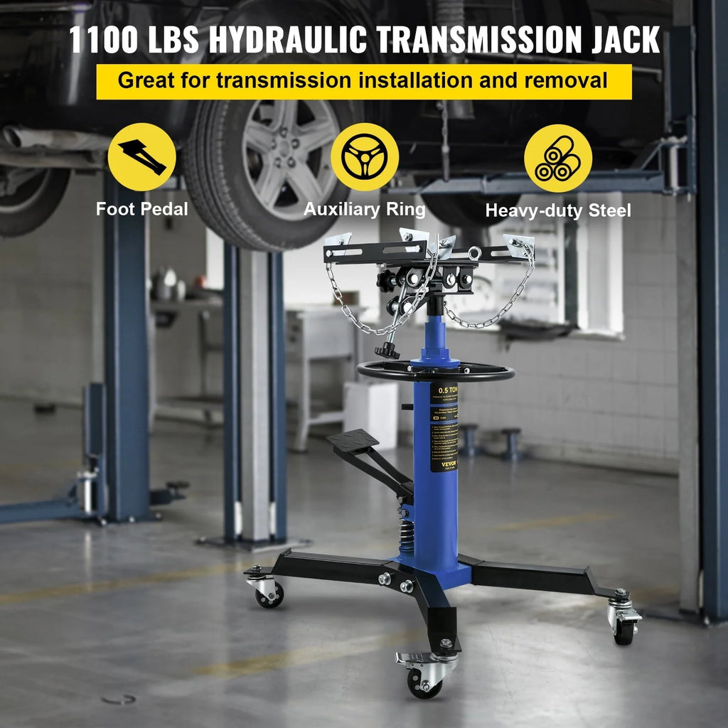 VEVOR Transmission Jack 1100 lbs 2-Stage Hydraulic High Lift Vertical Telescopic,Blue