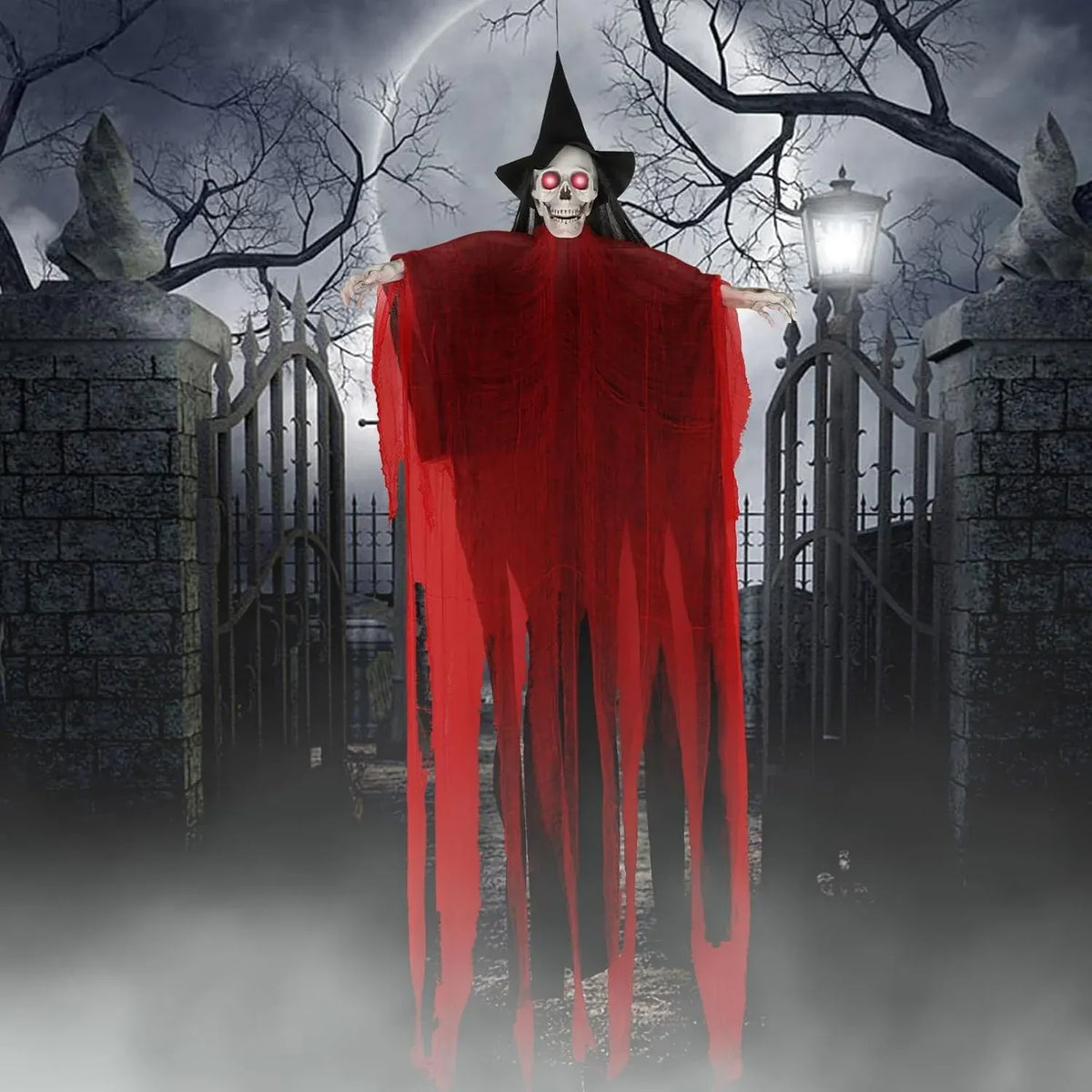 Halloween Decorations Outdoor - 78â?Moving Life-Size Skeleton Witch White