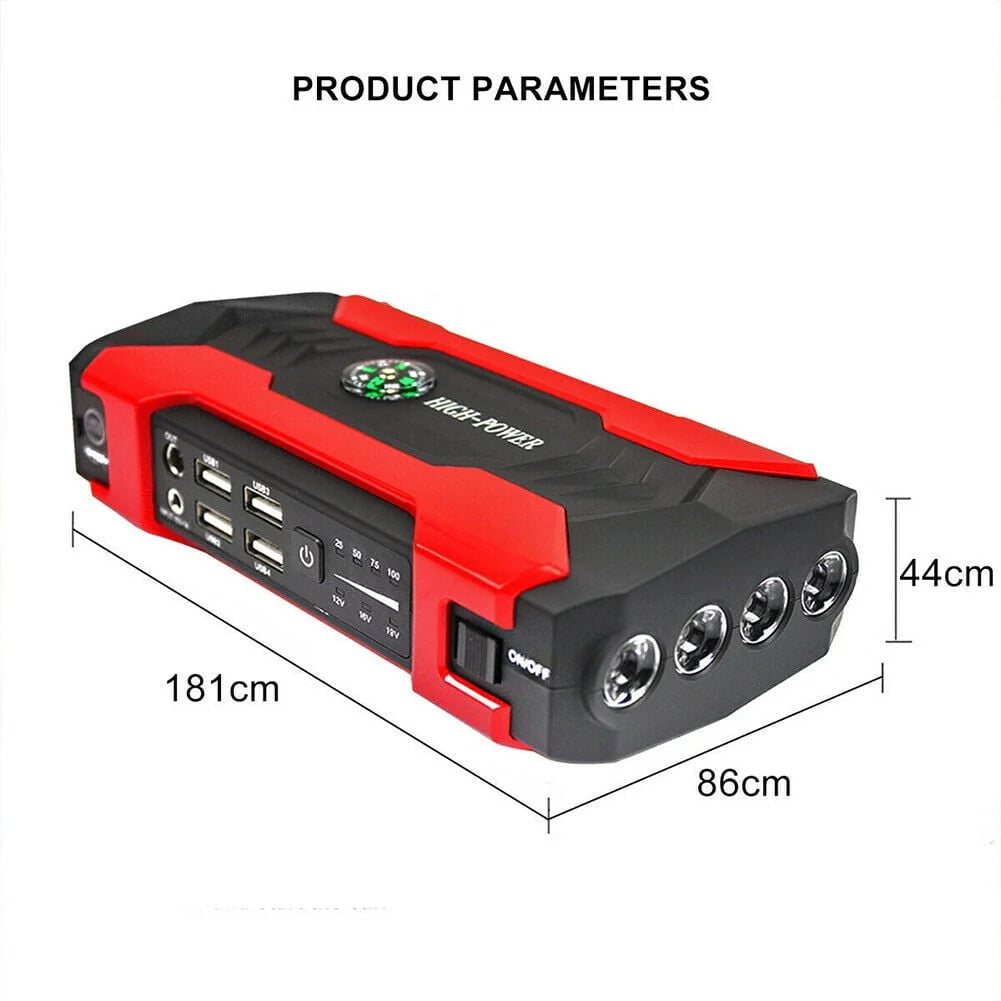 Car Jump Starter, 600A Peak 99800mAh Portable Mini Slim Charger Power Bank (up to 12V 6.0L Gasoline Vehicles & 12V 3.0L Diesel Car) LED Flash Light Battery Booster
