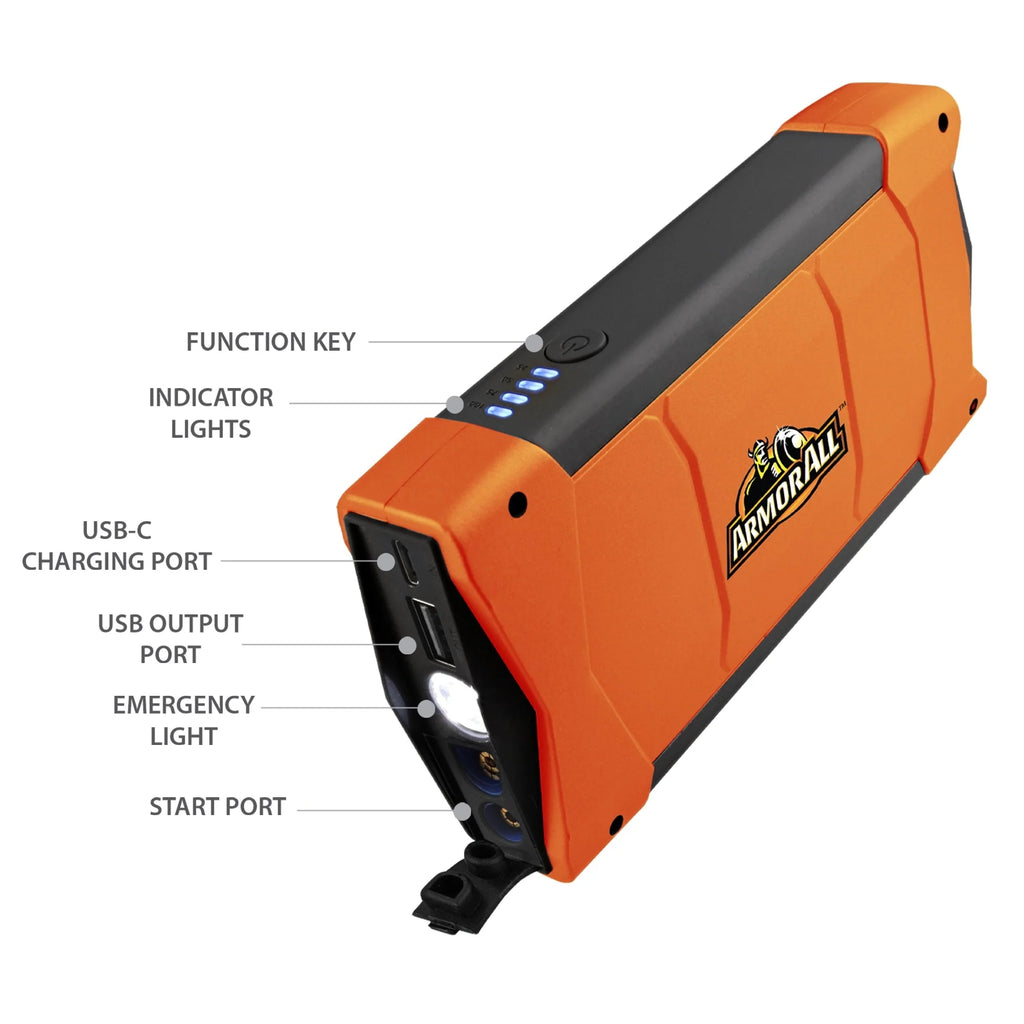 Armor All Emergency Jump Starter Power, 3 Different Emergency LED Lights, 600 Amps, 7200 mAh