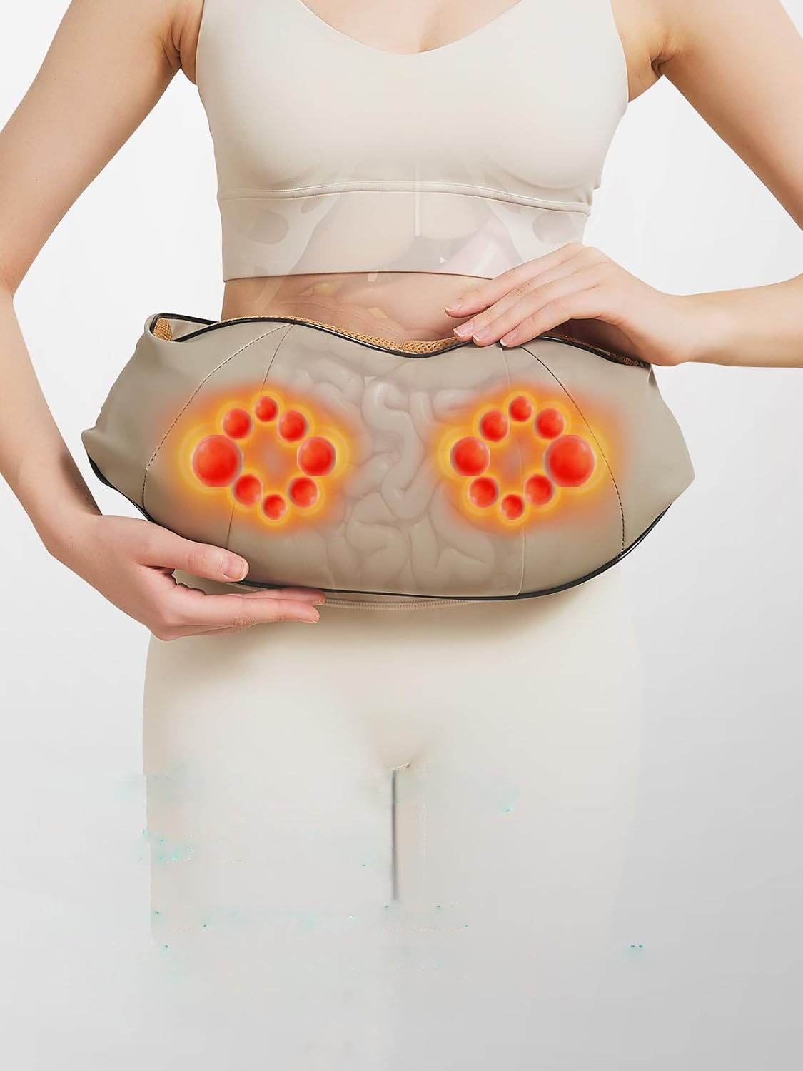 Abdominal Massager with Dual Rotating Heads and Heat Function, 9.8 Inch  Width