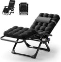 Seeutek Zero Gravity Lounge Chair, Anti Gravity Lounger Removable Extra Thick Cushion, Upgraded Lock and Cup Holder, Folding Outdoor Reclining Chairs Recliner for Lawn Patio, Camping, Indoor - Black