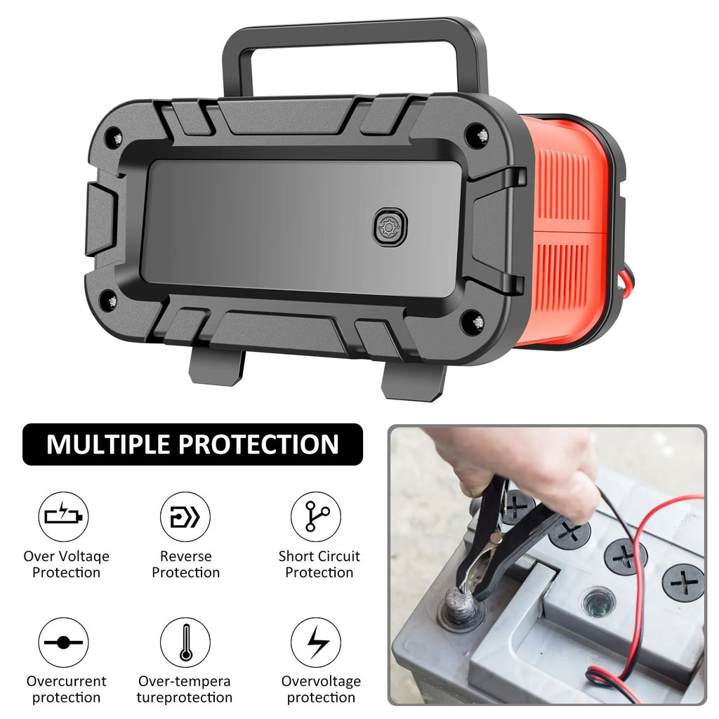CIVG Battery Charger 12/24V Auto Stop Battery Trickle Charger with 4 Modes Temperature Compensation Battery Maintainer Battery Repair Device for Car Boat Motorcycle Lawn Mower (Red)