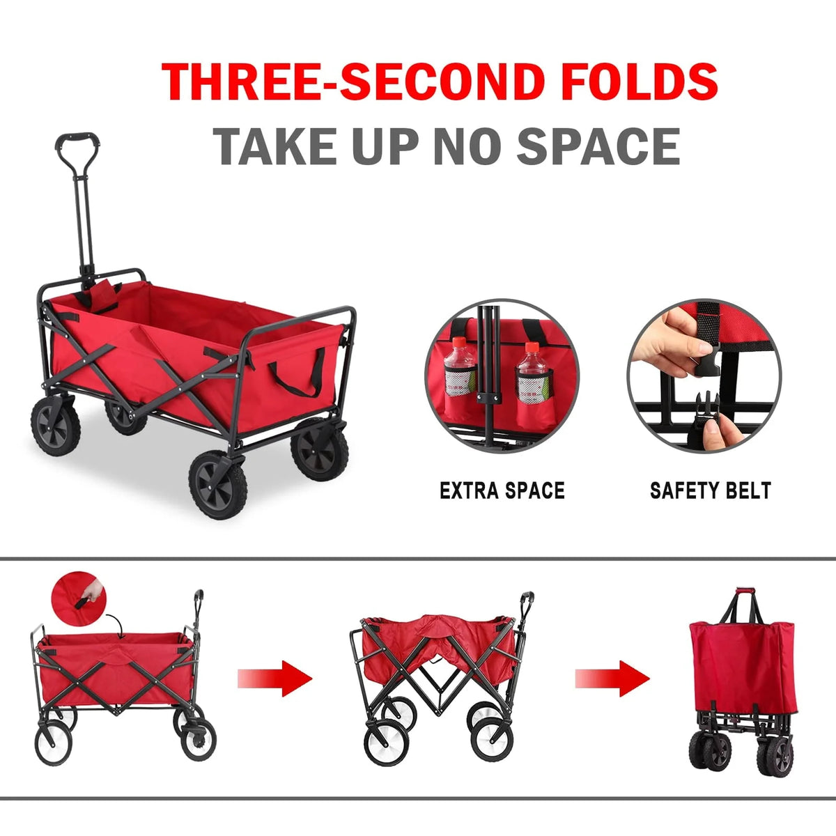 APOLLOLIFT Foldable Wagon Cart Outdoor Utility Wagon Table for Sports Shopping Camping