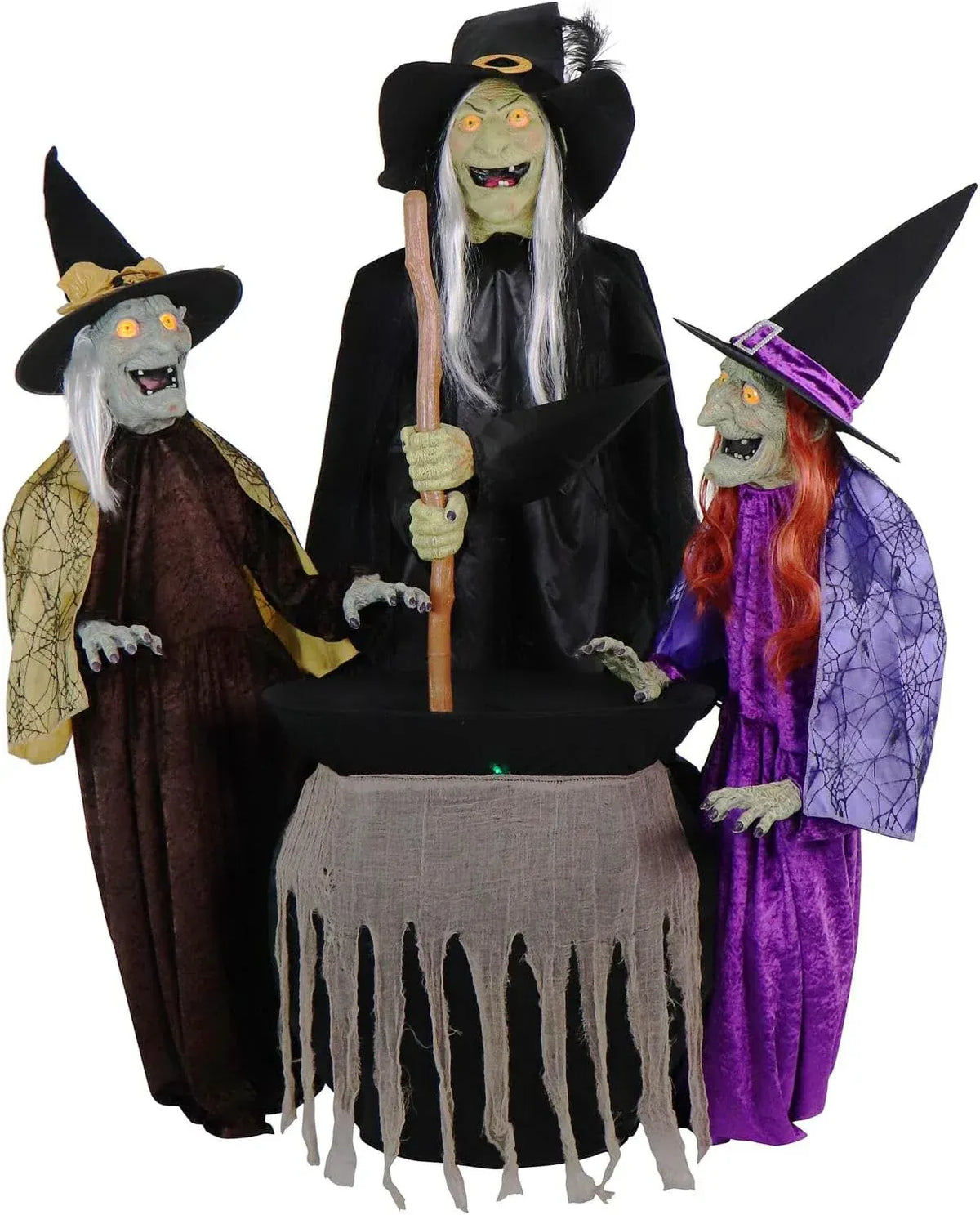 Haunted Hill Farm Motion-Activated Wicked Sitchwick Sisters, Plug-in Talking Scare Halloween Animatronics for Indoor or Covered Outdoor Display, Creepy and Modern Fright Props for Home