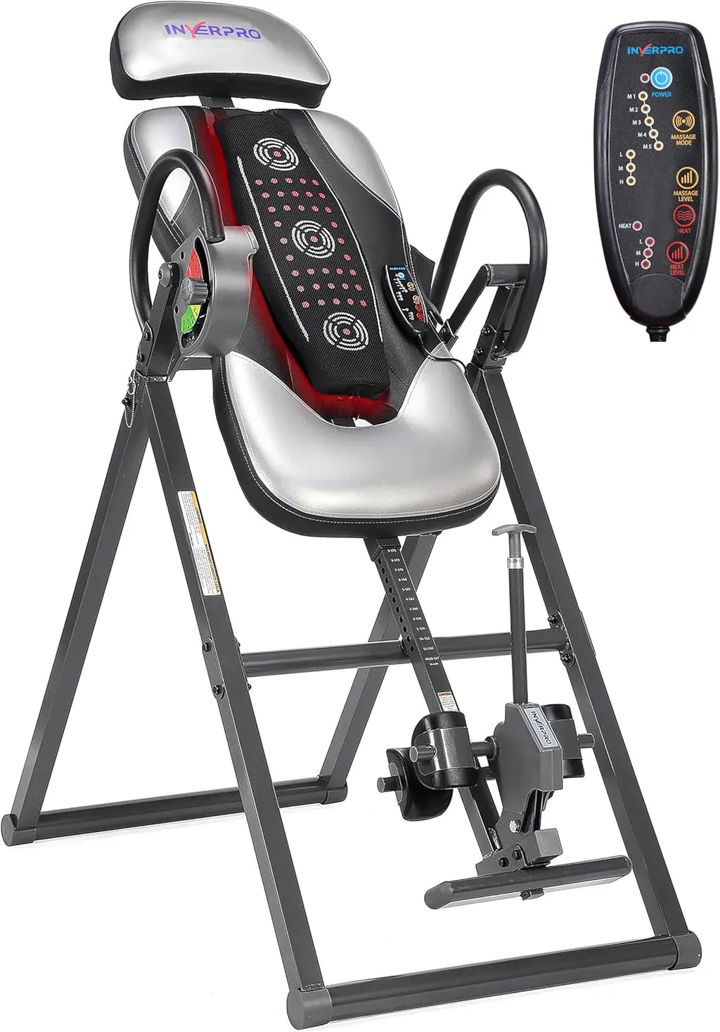 Model A Advanced Heat and Massage Heavy Duty Deluxe Inversion Table,320 lb Capacity,Gray/Black