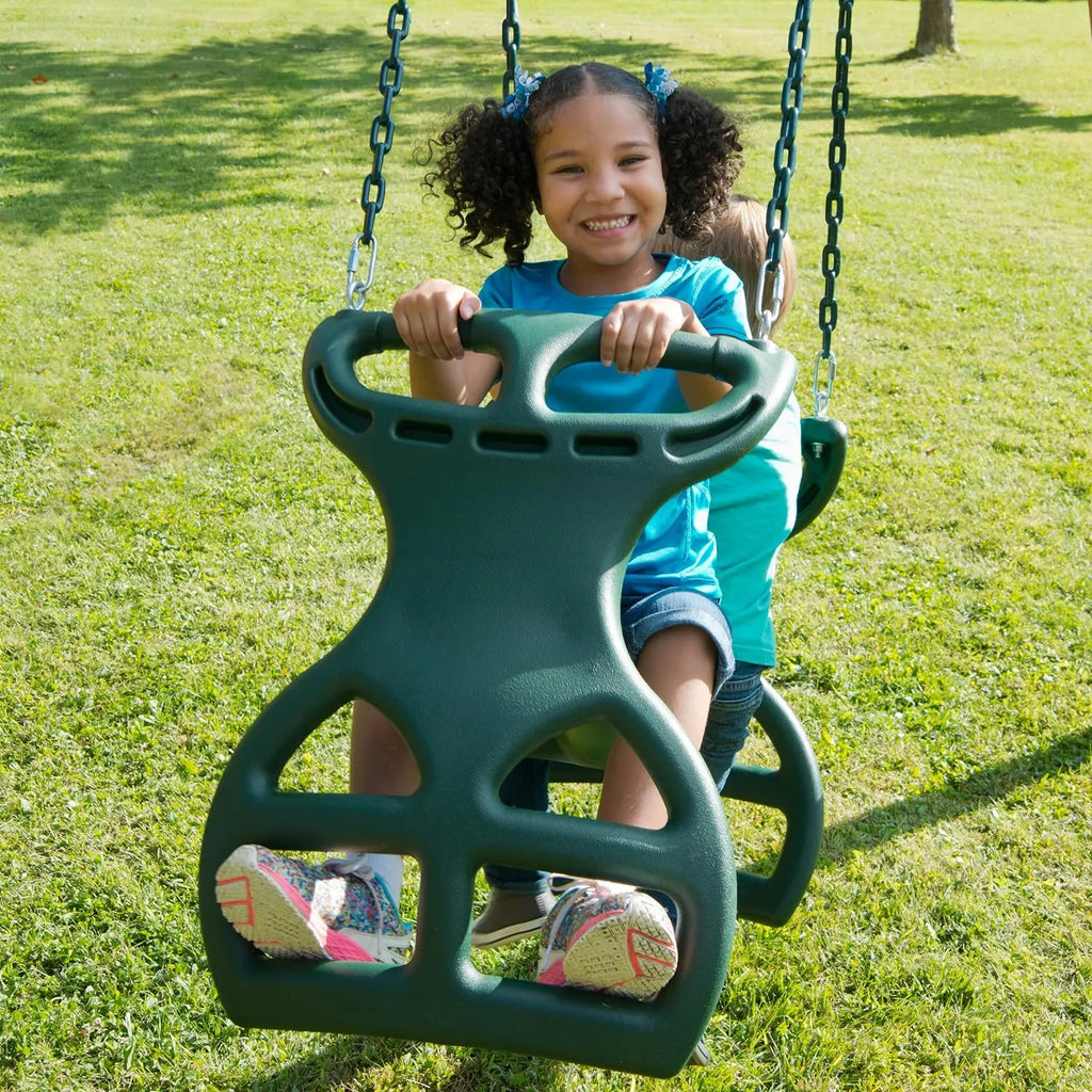 Swing-N-Slide WS 3452 Heavy Duty Two Person Dual Glider Swing, with Coated Chains to Prevent Pinching, 18 W x 25 in H x 40 L, Green