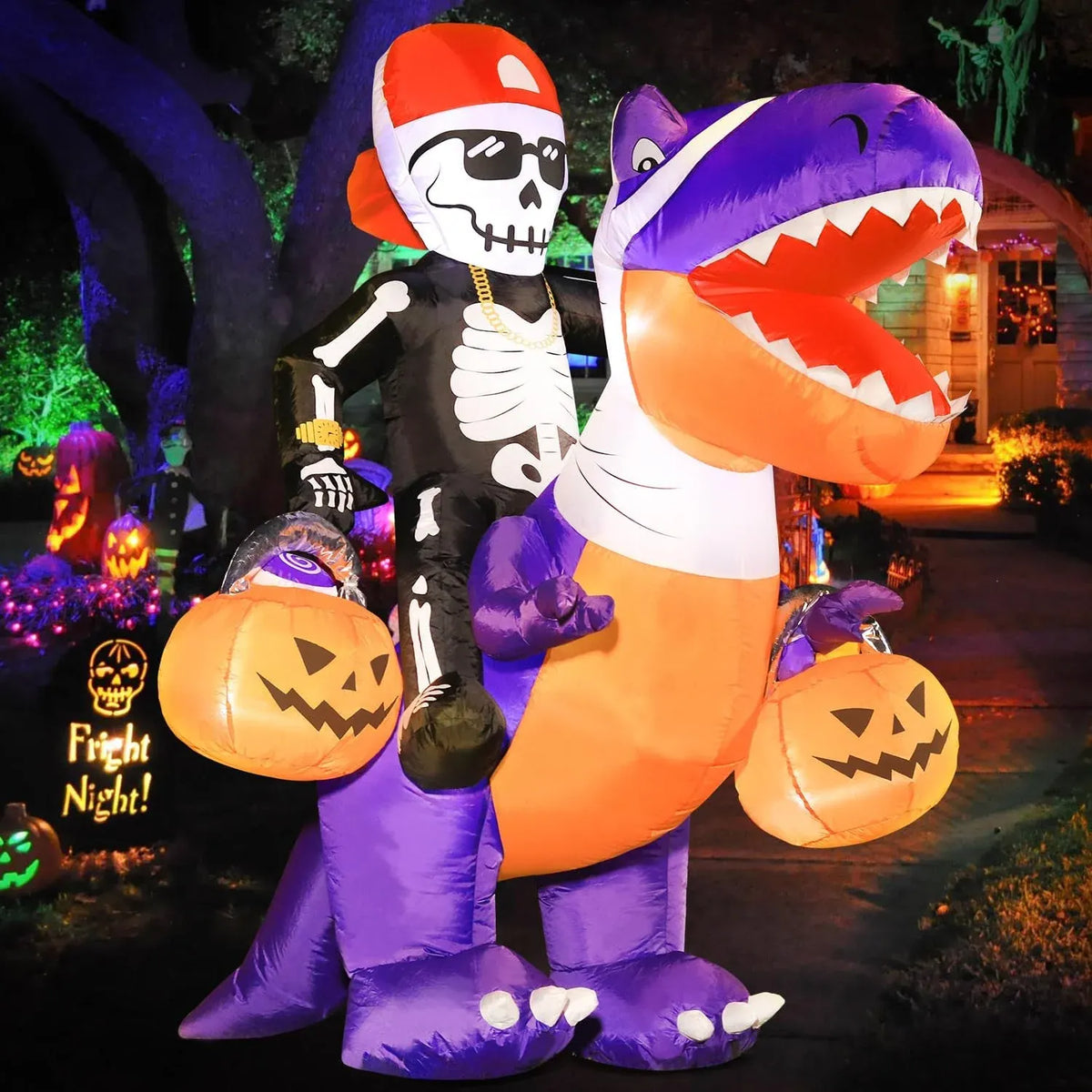 DomKom Halloween Inflatable Blow Up Decorations, 8FT Vampire Pirate Clown Witch and Spooky Pumpkin Giant Head, Built-in LEDs for Halloween Party, Garden, Lawn, Yard Décor