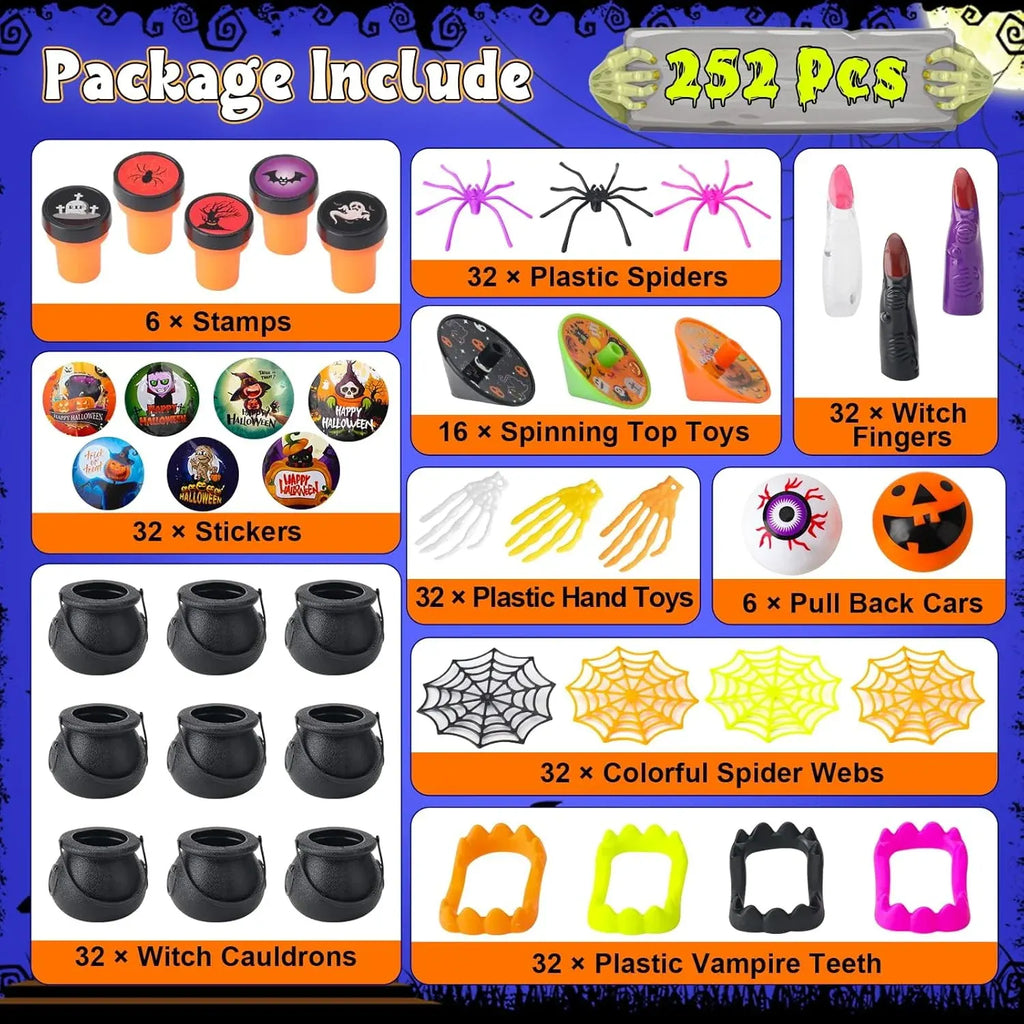 Halloween Party Favors for Kids â?32 Pack Prefilled Cauldrons with 252 PCS Bulk