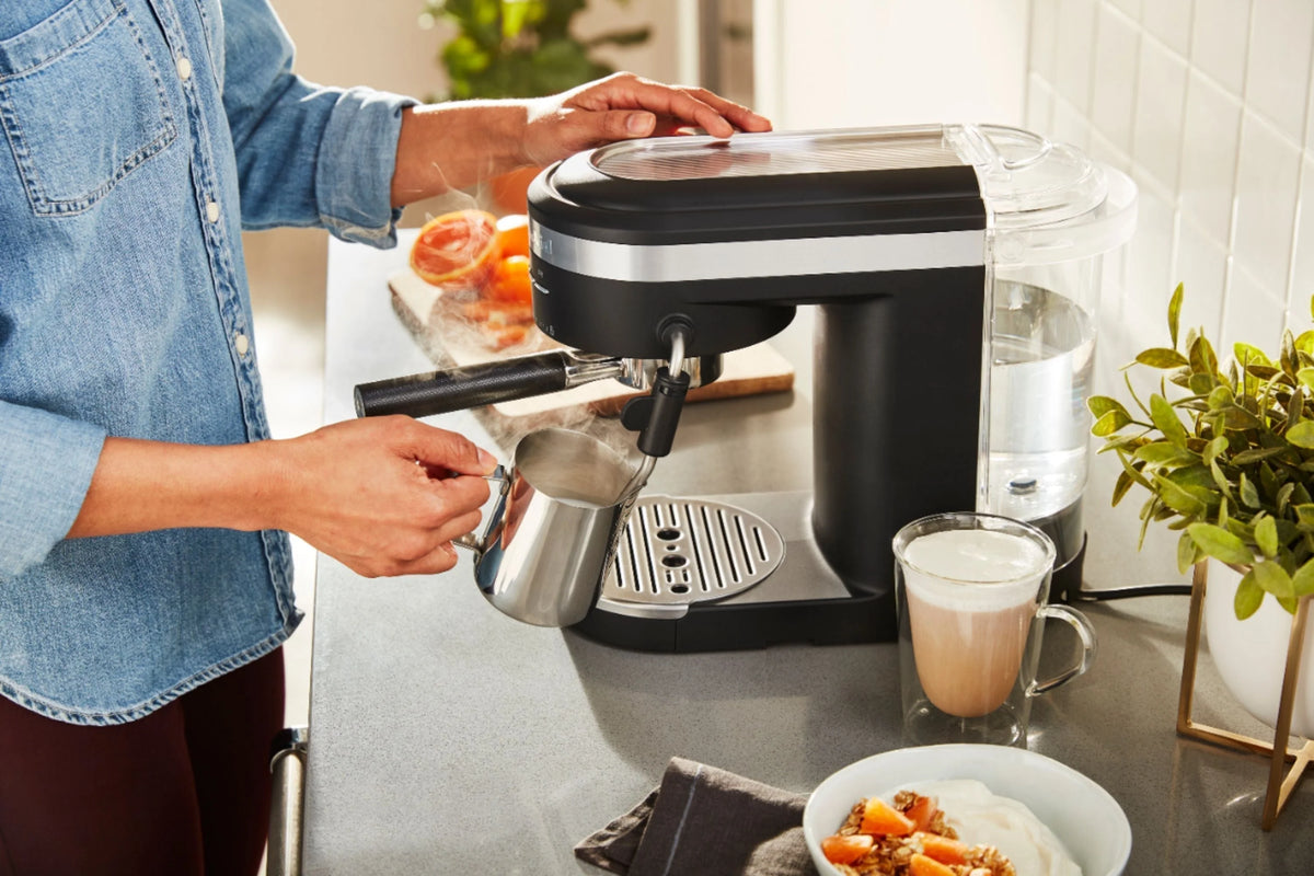 KitchenAid KES6404BM - Semi-Automatic Espresso Machine and Automatic Milk Frother Attachment - Matte Black