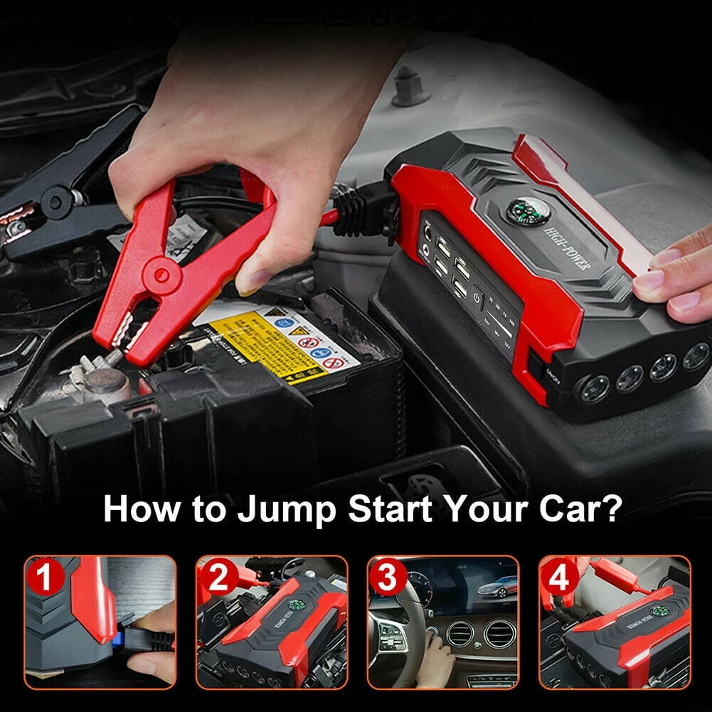 Car Jump Starter, 600A Peak 99800mAh Portable Mini Slim Charger Power Bank (up to 12V 6.0L Gasoline Vehicles & 12V 3.0L Diesel Car) LED Flash Light Battery Booster