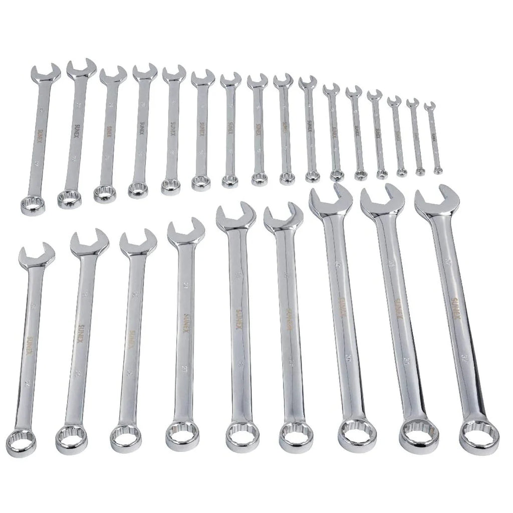 Sunex 9917MPR Fully Polished V-Groove Combination Metric Wrench Set, 25 Piece