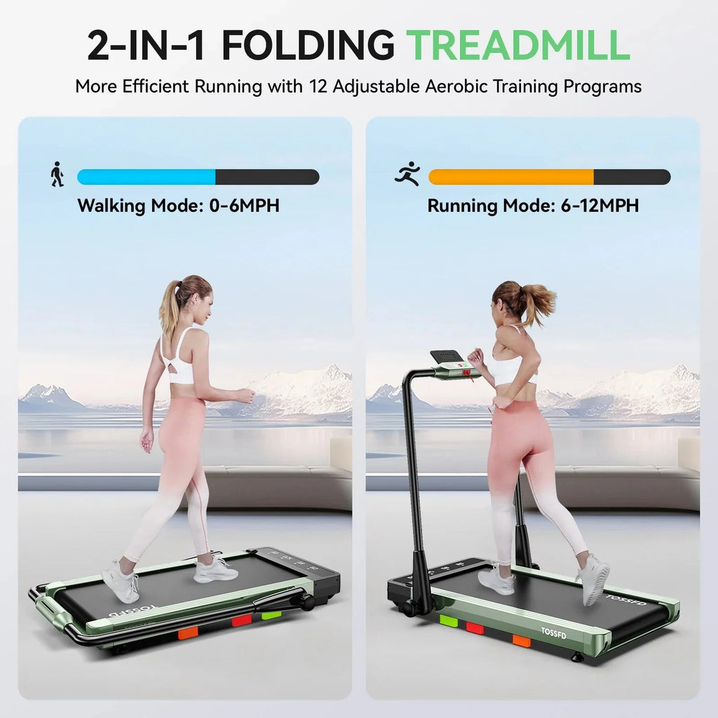 Pooboo Brushless 2.5HP Bluetooth Under Desk Treadmill 2in1 Folding Electric Treadmill Walking Pads for Home Office with Remote Control 265lbs
