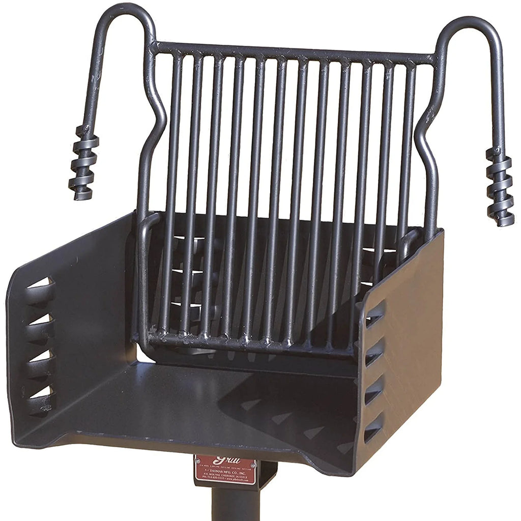 H-16 B6X2 Park Style Steel Outdoor BBQ Charcoal Grill and Post, Black (Used)