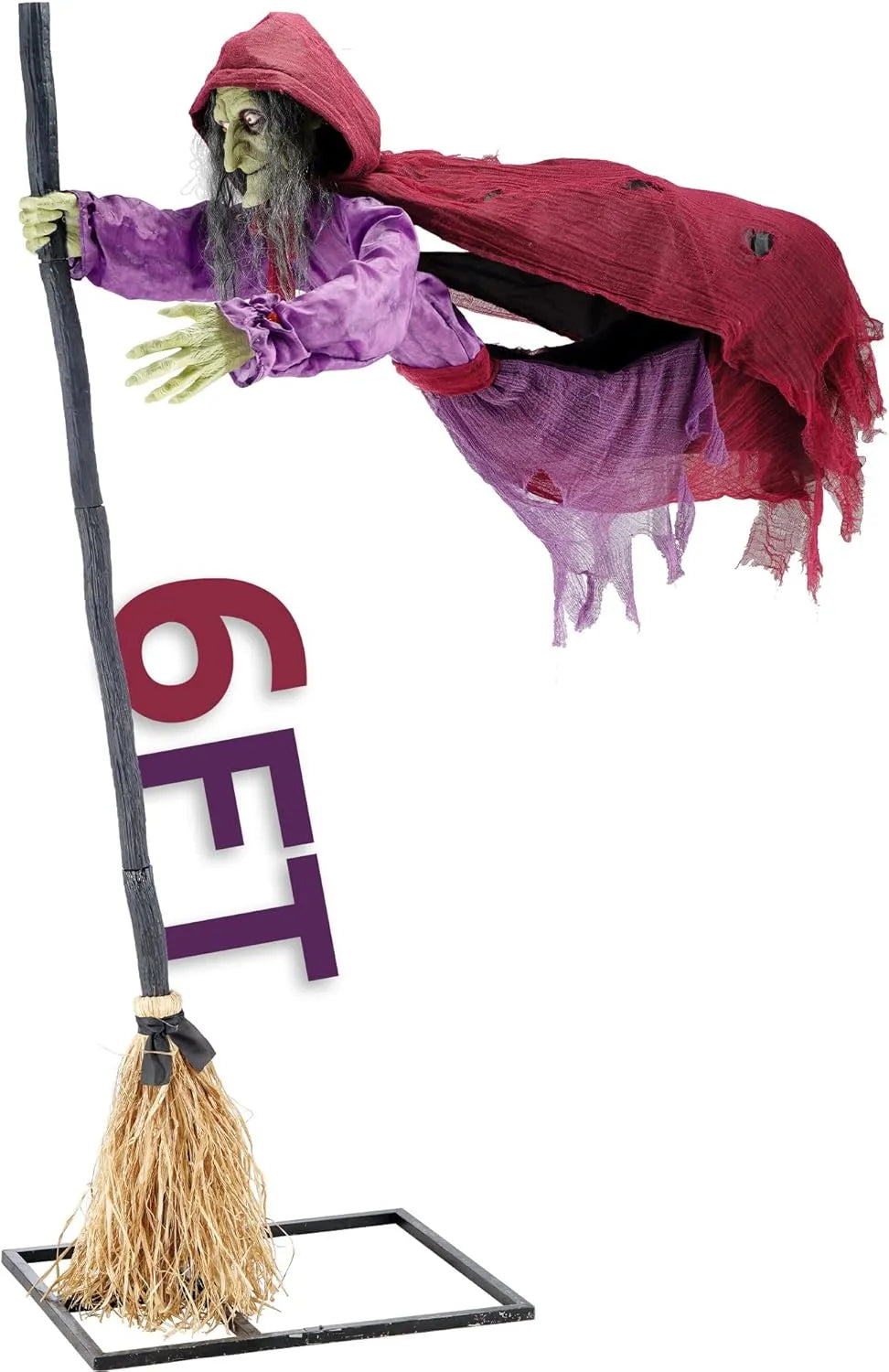 Halloween Animatronics 6ft Witch Animated 72inch Decorations with Motion Sensor Activated, Creepy Sound, Scary Move, Light Up Eyes, Haunted House Spooky Decor Horror Prop for Indoor, Outdoor, Yard
