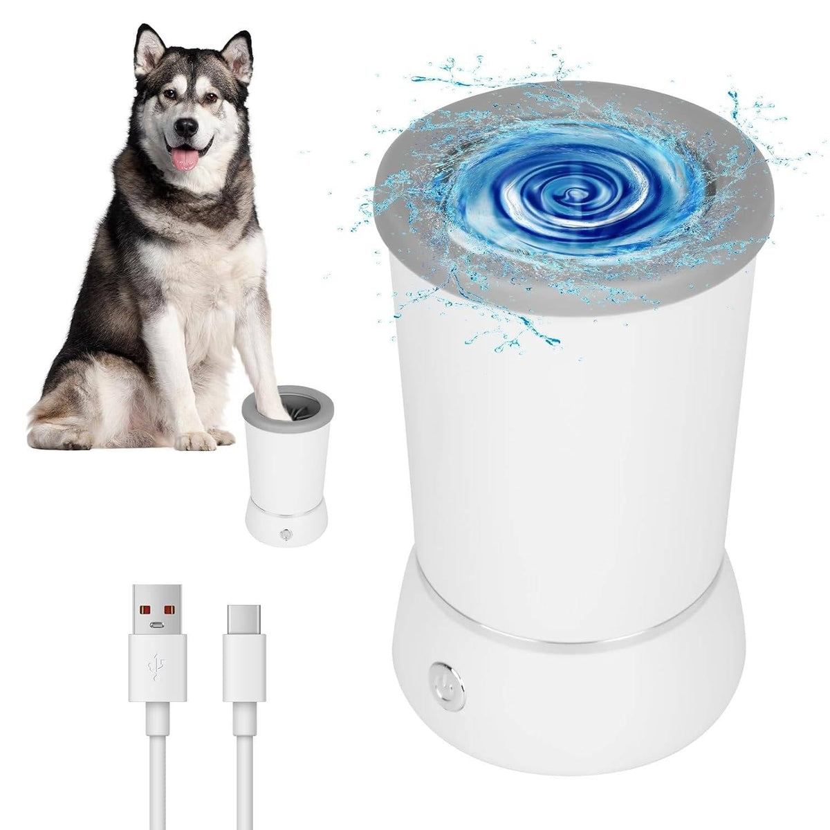 Dog Paw Cleaner with Rotating Silicone Brushes and Dual Speed  Settings