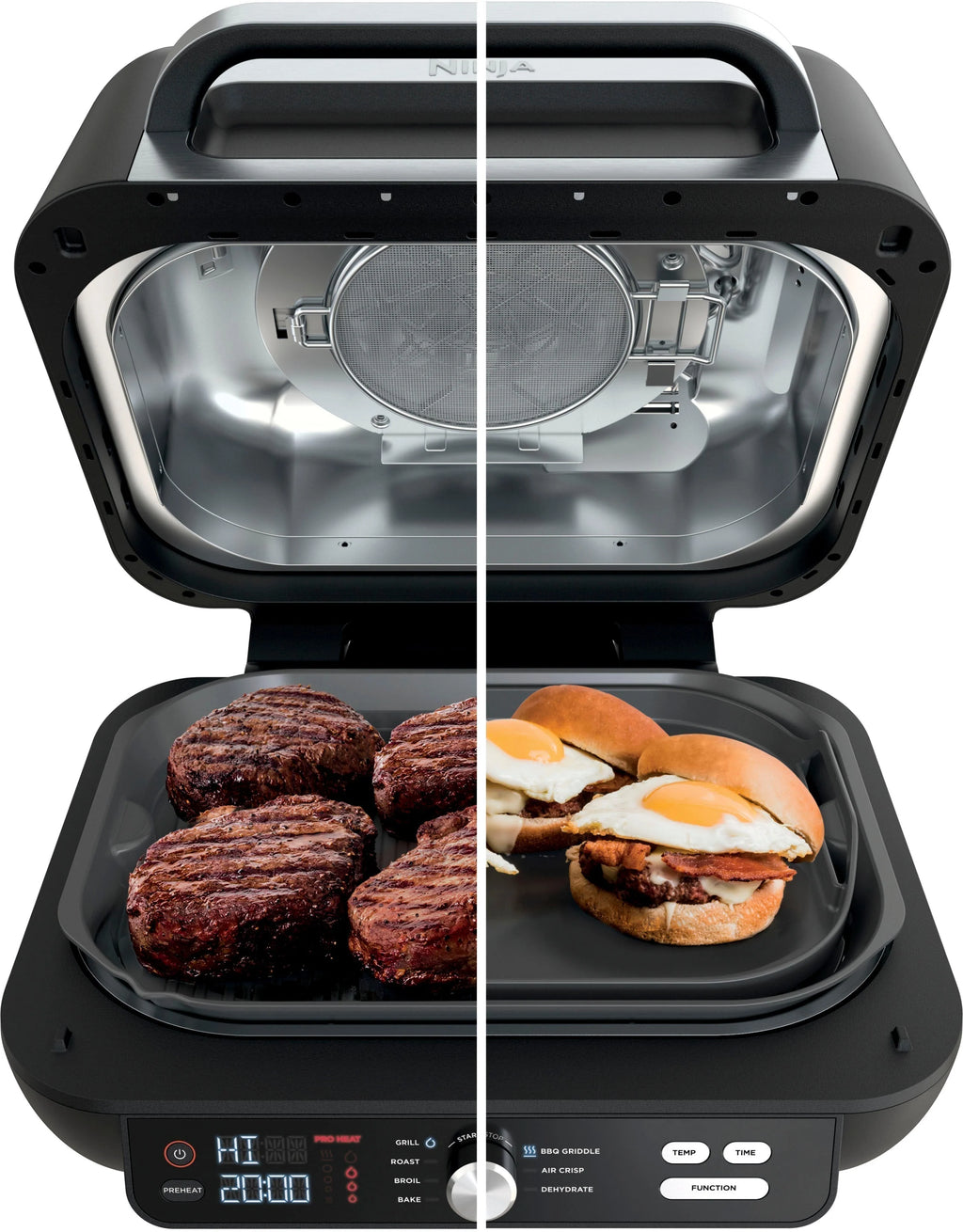 Ninja - Foodi XL Pro Indoor 7-in-1 Grill & Griddle with 4-Quart Air Fryer, Roast, Bake, Dehydrate, Broil - Silver/Black