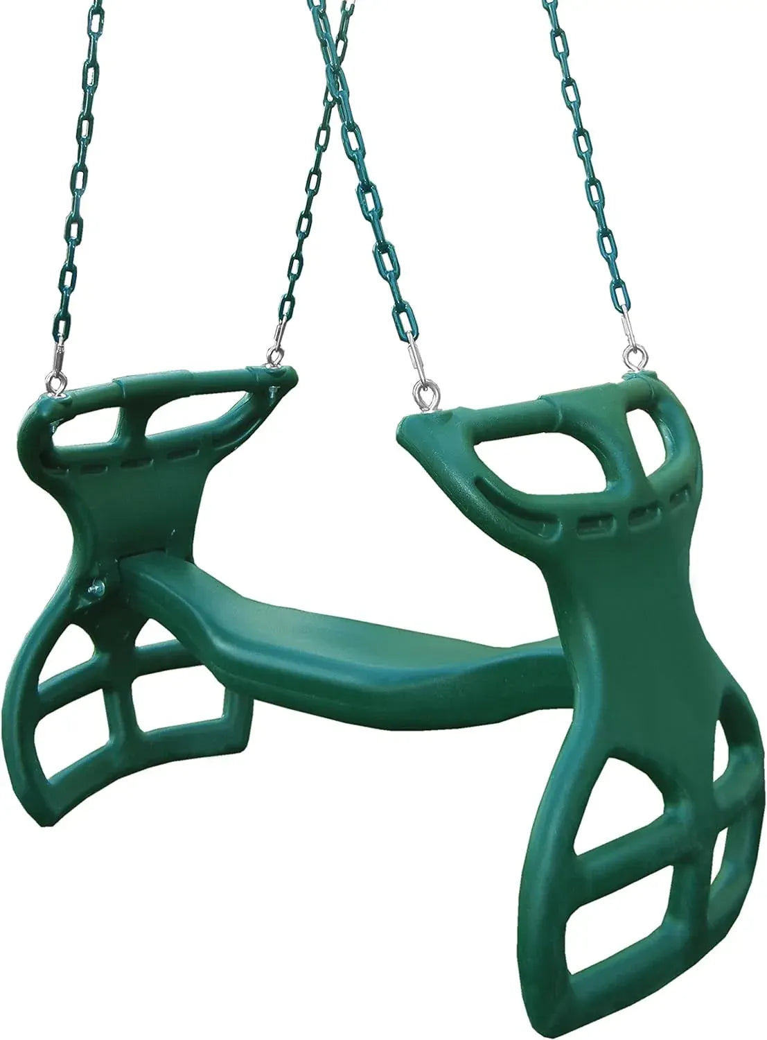 Swing-N-Slide WS 3452 Heavy Duty Two Person Dual Glider Swing, with Coated Chains to Prevent Pinching, 18 W x 25 in H x 40 L, Green