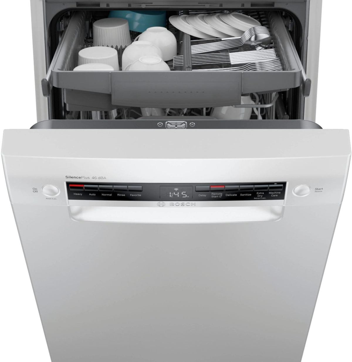 Bosch - 300 Series 18 Front Control Smart Built-In Dishwasher with 3rd Rack and 46 dBA - White