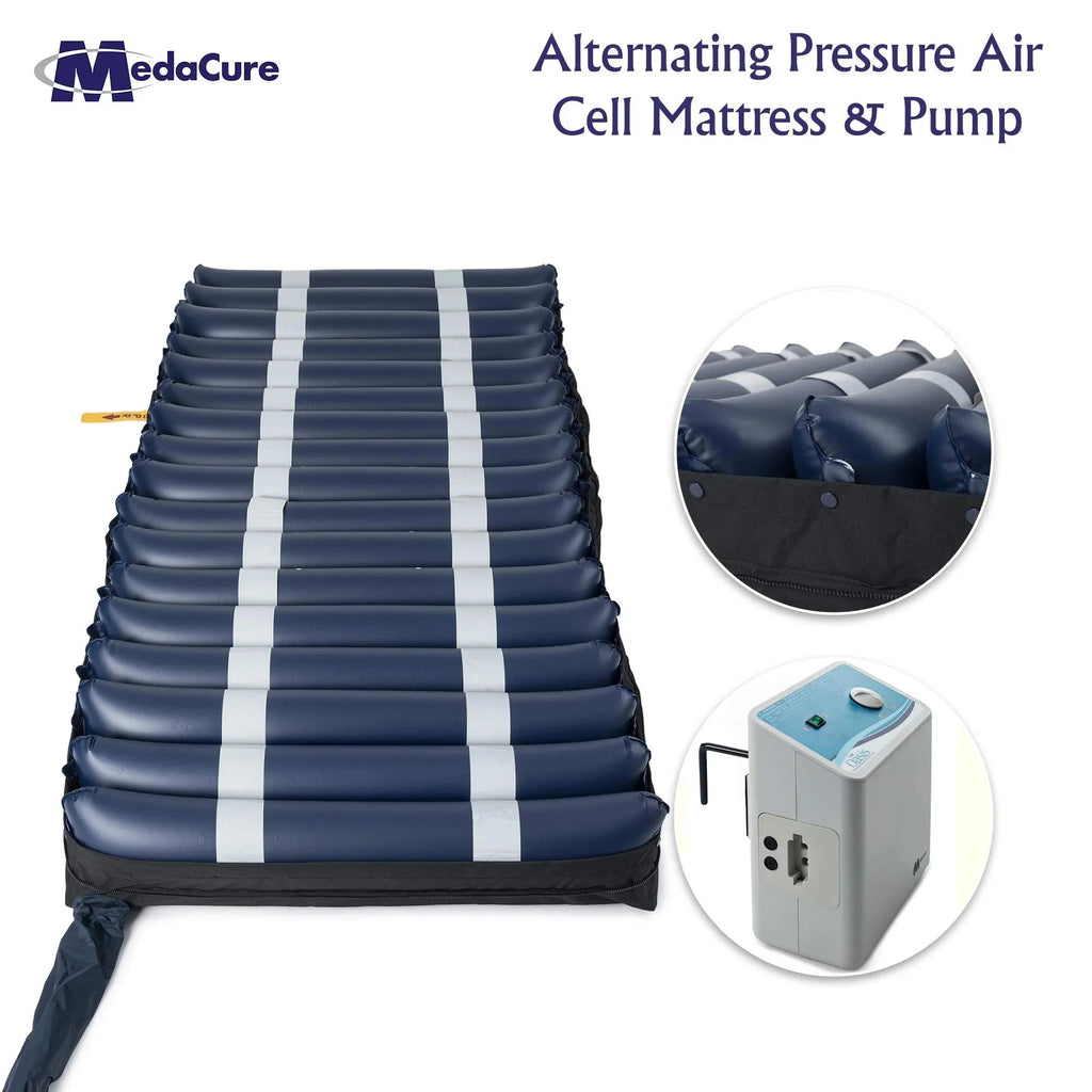 Medacure Alternating Pressure Air Mattress for Hospital Beds with Quilted Nylon Cover - 80 x 36 x 8 (Twin) - Pump Included