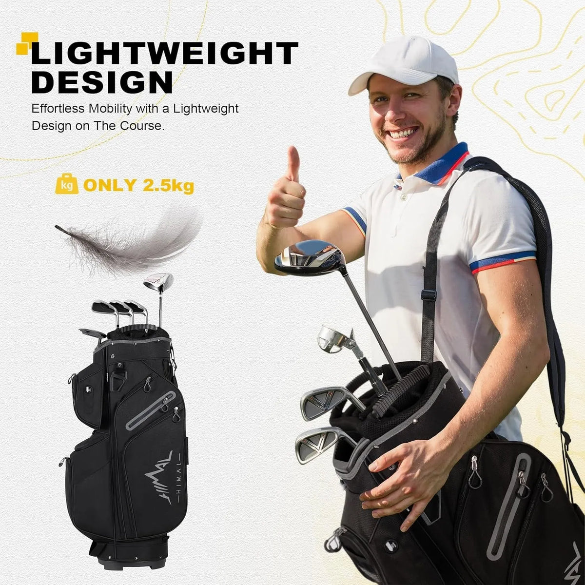 15 Way Golf Cart Bag with Handles and Rain Cover