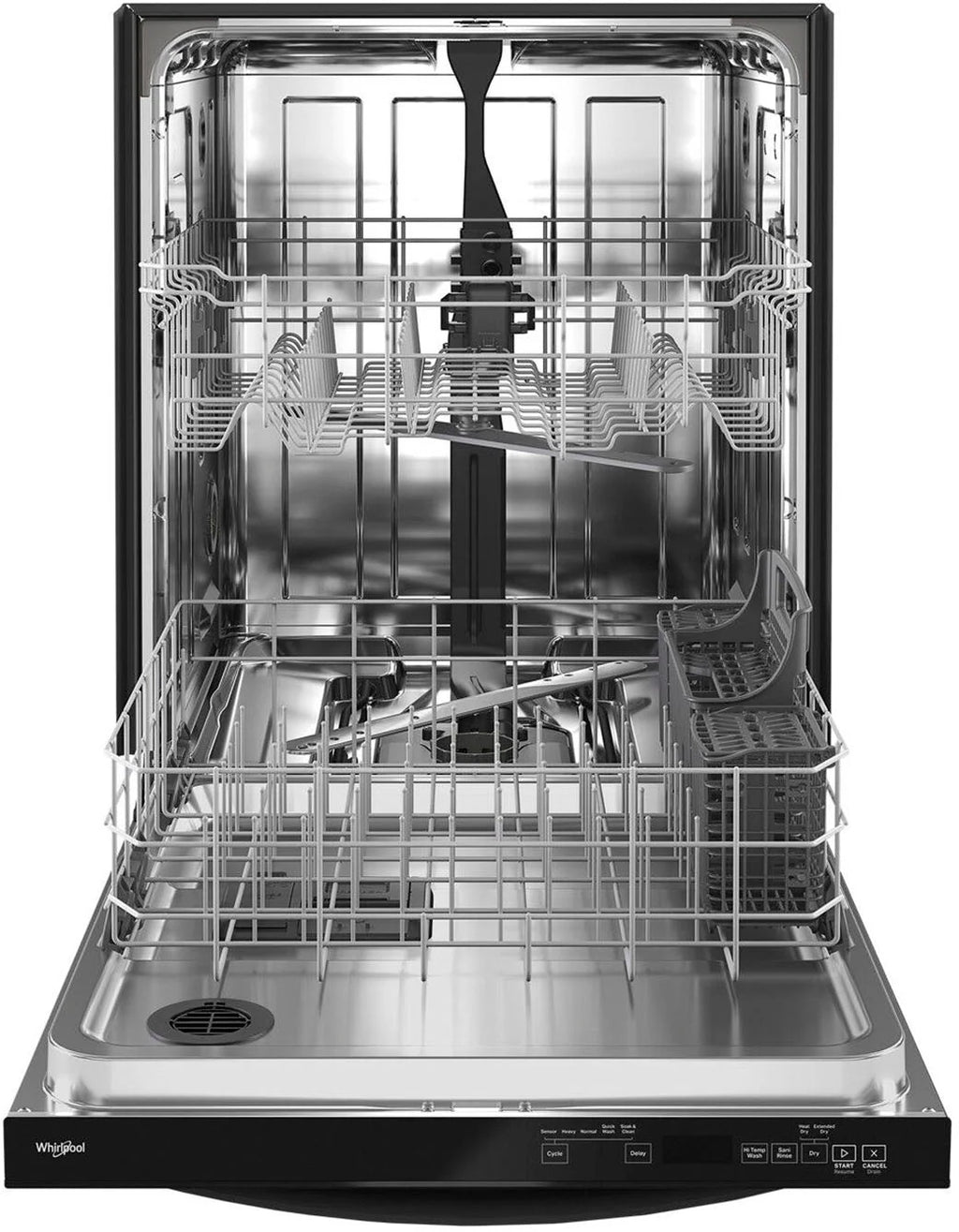 Whirlpool - 24 Top Control Built-In Dishwasher with Stainless Steel Tub, Large Capacity with Tall Top Rack, 50 dBA - Black