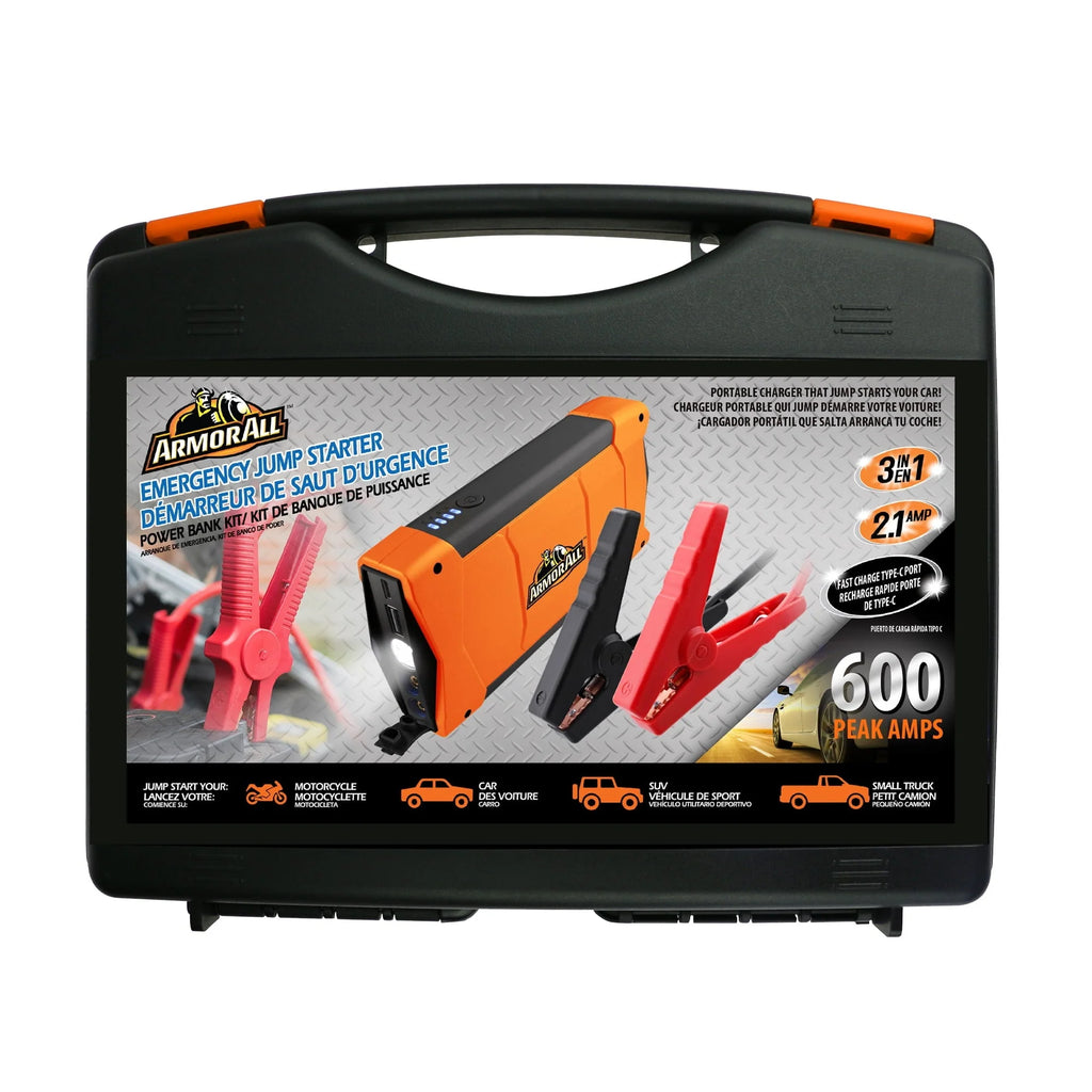 Armor All Emergency Jump Starter Power, 3 Different Emergency LED Lights, 600 Amps, 7200 mAh