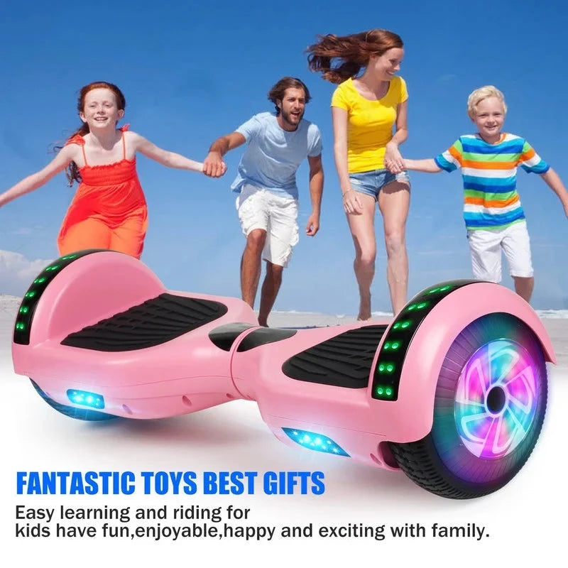 SISIGAD Hoverboard, 10 Mph Max Speed, Hoverboard with Bluetooth and LED lights, 6.5 Self Balancing Electric Hoverboard for Kids Adults Gifts, Pink
