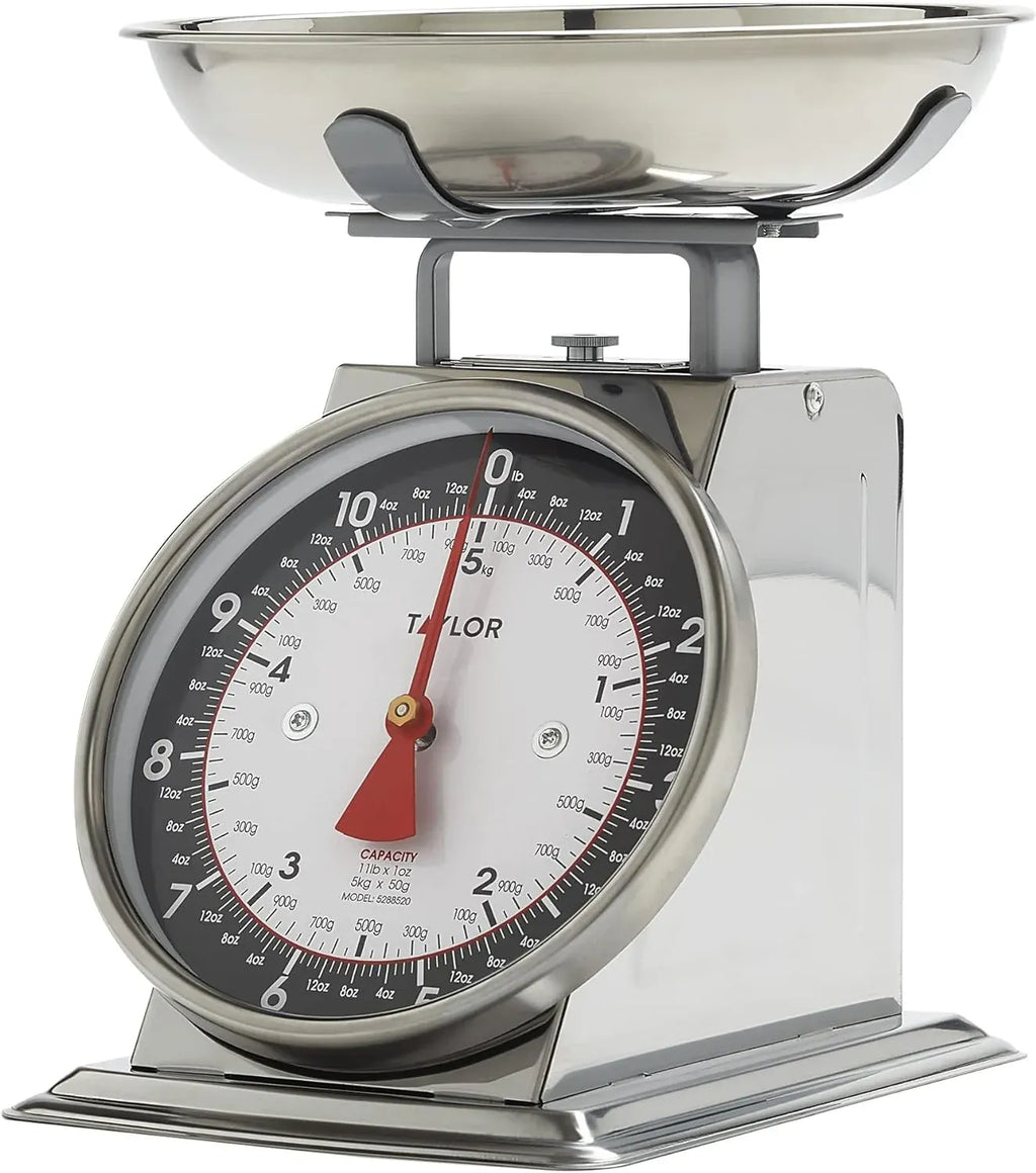 Taylor Mechanical Kitchen Weighing Food Scale with Bowl, Weighs up to 11lbs, Measures in Grams and Ounces, Food Scales for Kitchen, Storm Blue