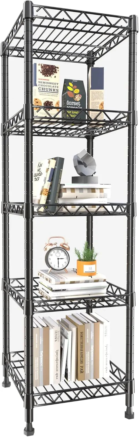 59.6 W x 24 D x 47.6 H Heavy Duty Storage Shelves, 2000LB Capacity Metal Shelving with 1IN Adjustable Height, Garage Shelving for Home, Warehouse & Commercial Use, Black