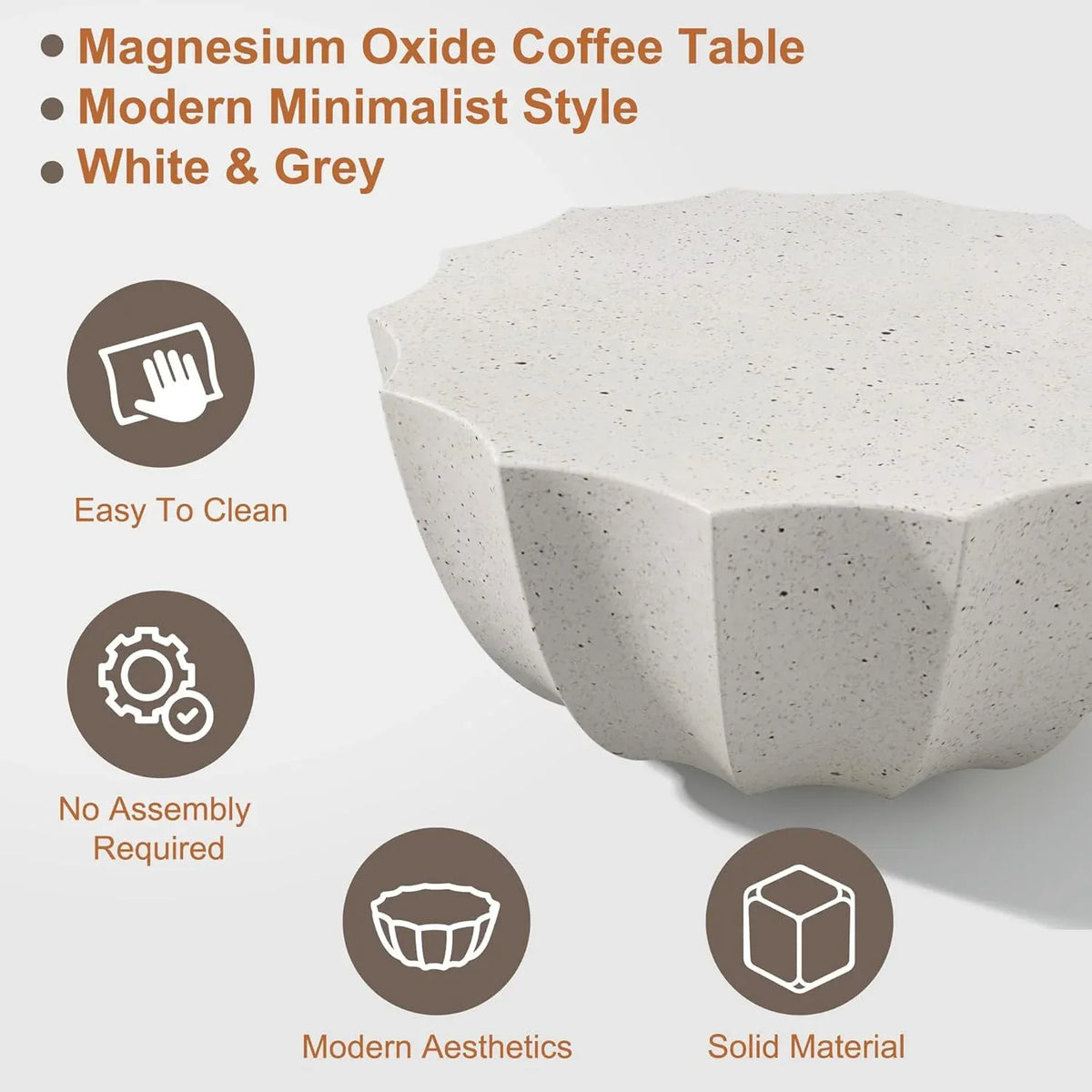 35 Outdoor Round Coffee Table Modern Stylish Design Waterproof & Moisture-Proof No Assembly Required Outdoor Coffee Table for Patio, Garden, Backyards - US Warehouse (White)