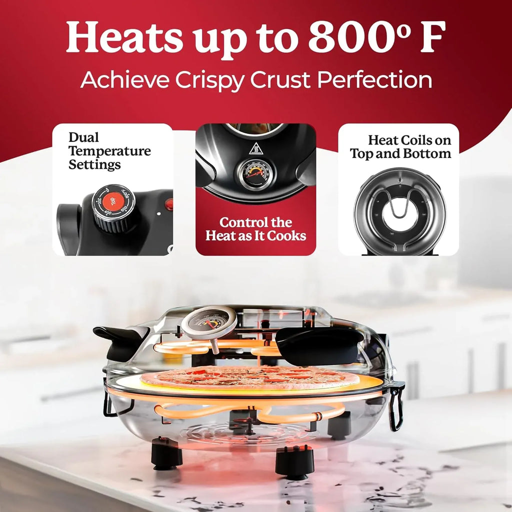 Crispy Crust Pizza Oven by Granitestone â?12 Inch Electric Pizza Oven Indoor Countertop Maker with Ceramic Stone Heats up to 800ËF for Delicious Stone Baked Pizzeria Style Pizza at Home