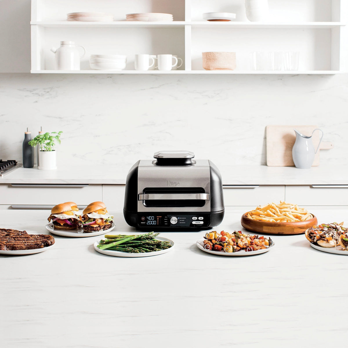 Ninja - Foodi XL Pro Indoor 7-in-1 Grill & Griddle with 4-Quart Air Fryer, Roast, Bake, Dehydrate, Broil - Silver/Black