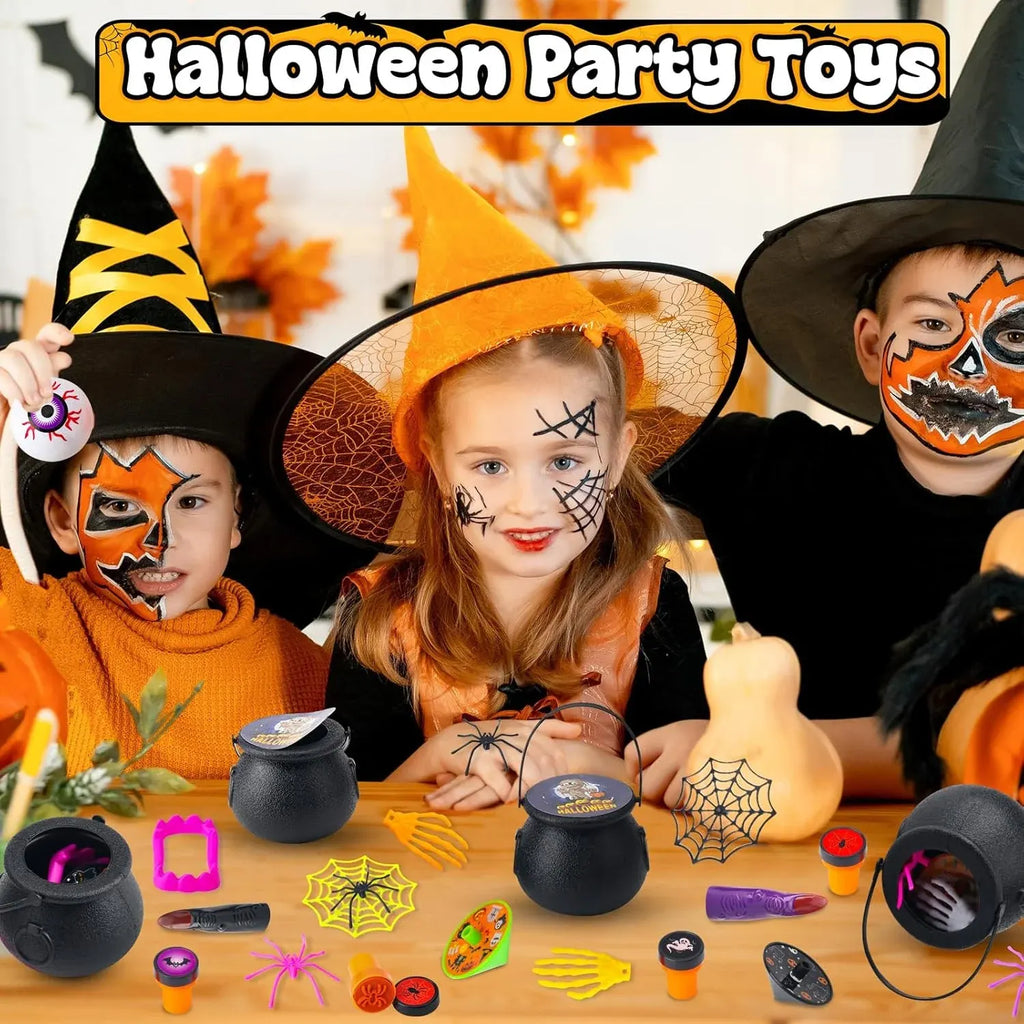 Halloween Party Favors for Kids â?32 Pack Prefilled Cauldrons with 252 PCS Bulk