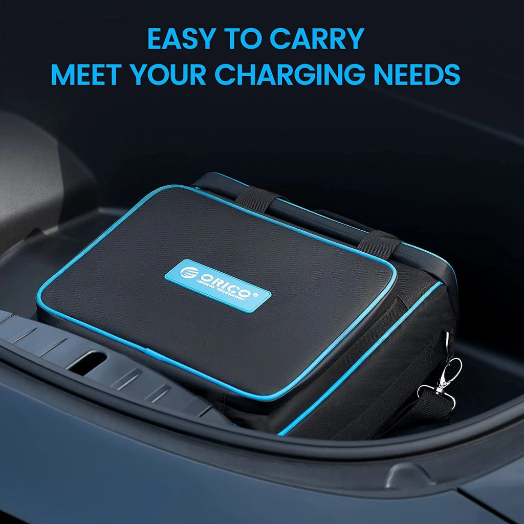 ORICO EV Charger Level 1 Level 2 Portable Electric Vehicle Charger 4-Gear Charging Speed Adjustable, NEMA 5-15P 110V-240V 16 Amp with 32.8 ft Extension Cord and Storage Bag - Compatible with J1772 EVs
