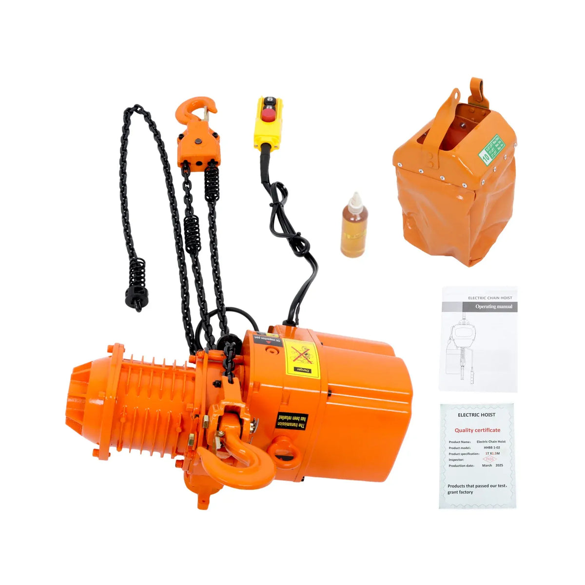 1 Ton Electric Chain Hoist w/ 10FT Double Chain Lifting 110V G80 2200LBS