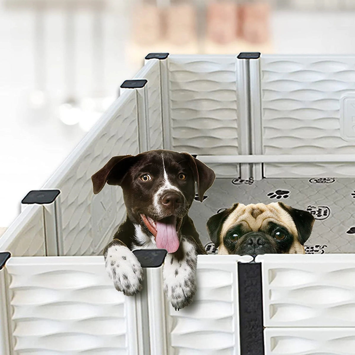 EZclassic 48 x48 Puppy Dog Whelping Box Playpen w/Rails & Liner, Gray(Open Box)