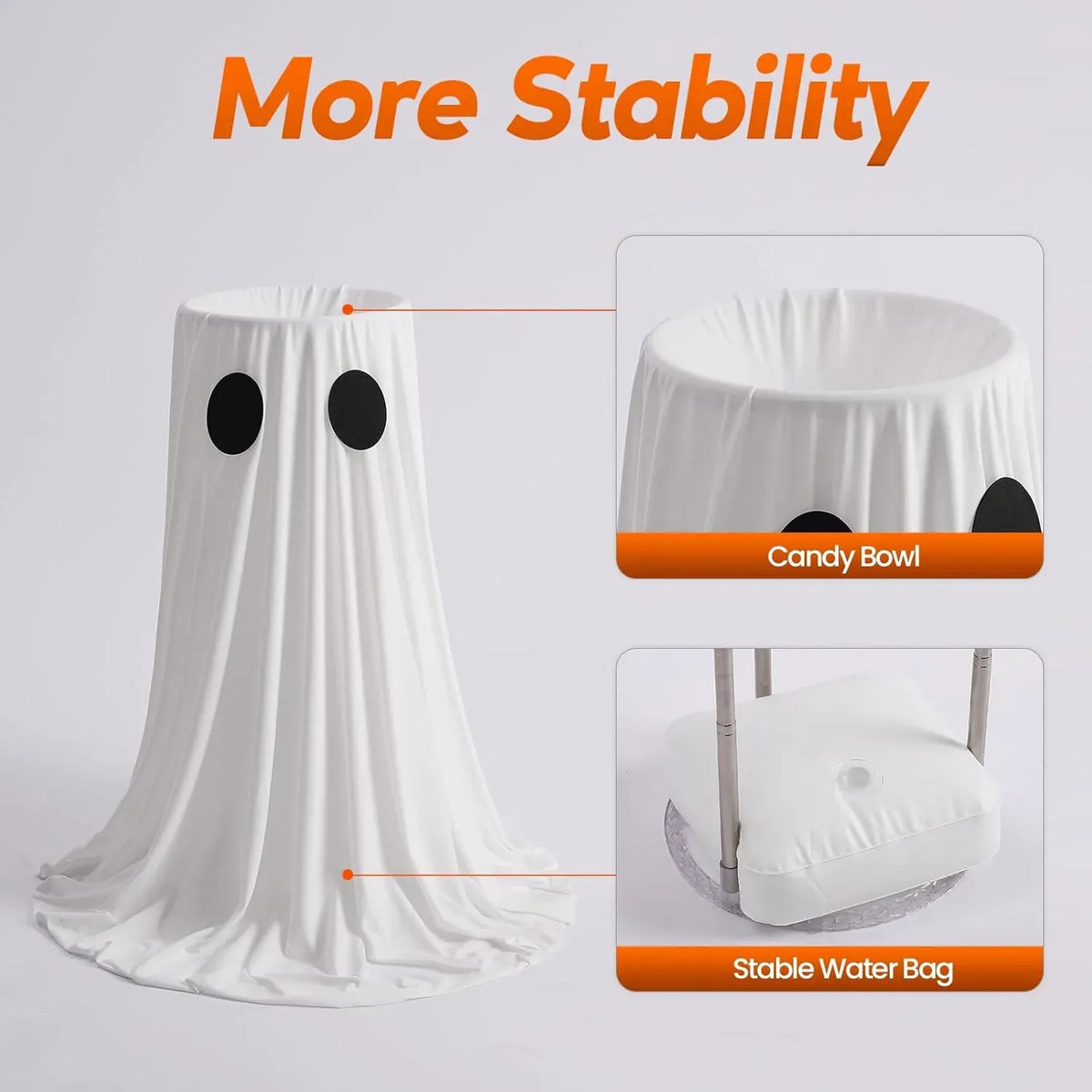 Halloween Door Decorations - Glowing Ghost Candy Holder Bowl - Halloween Porch Decor with String Lights & Timer Remote for Trick-or-Treating on Party Lawn Yard Outdoor Indoor