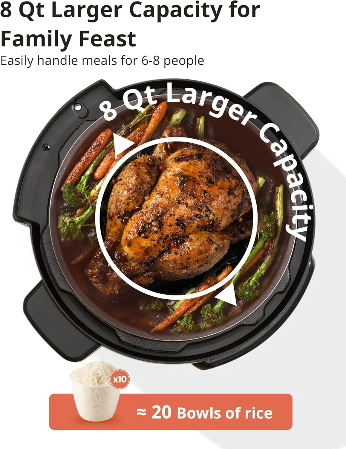 16 in 1 Electric Pressure Cooker Instant Multi Cooker Olla de Presion Non-Stick Pot Yogurt Maker Rice Cooker Slow Cooker Sauté Steamer 8 Quarts for Family Feast