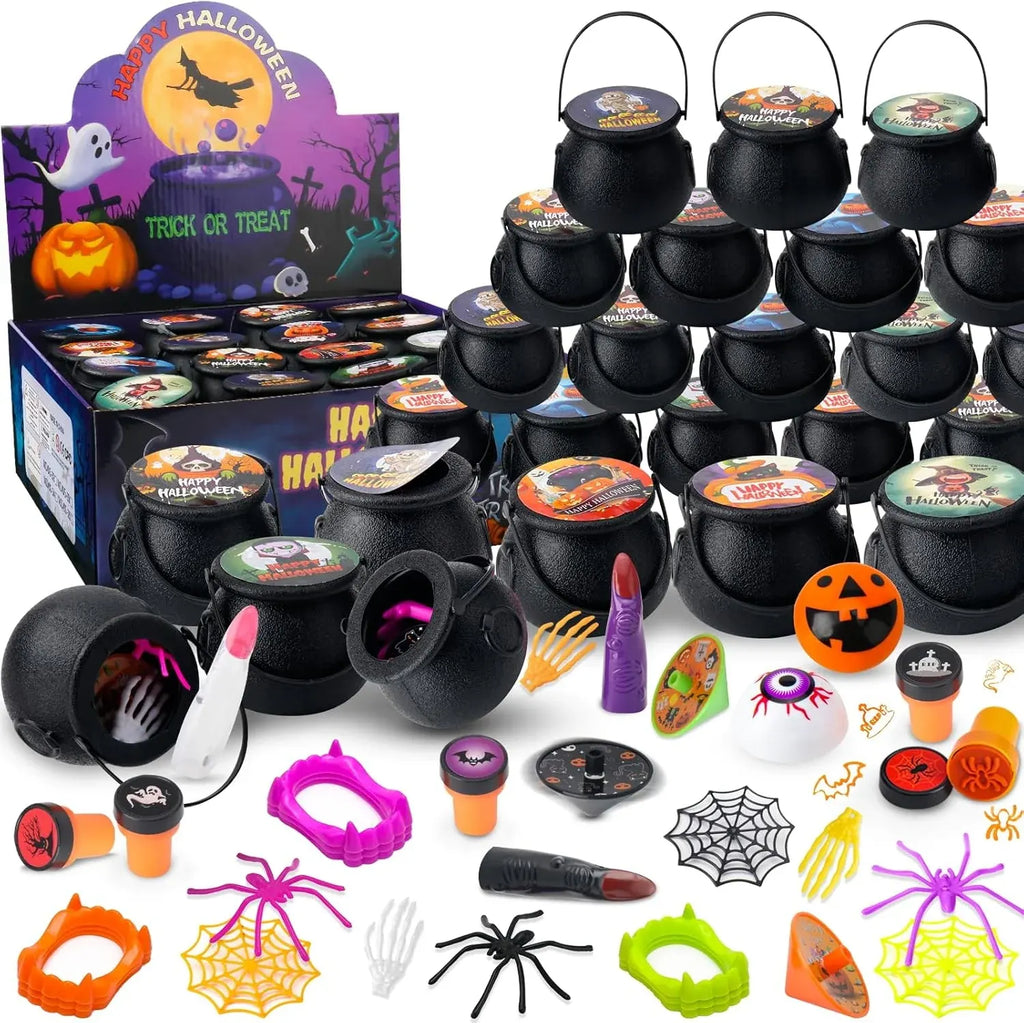 Halloween Party Favors for Kids â?32 Pack Prefilled Cauldrons with 252 PCS Bulk